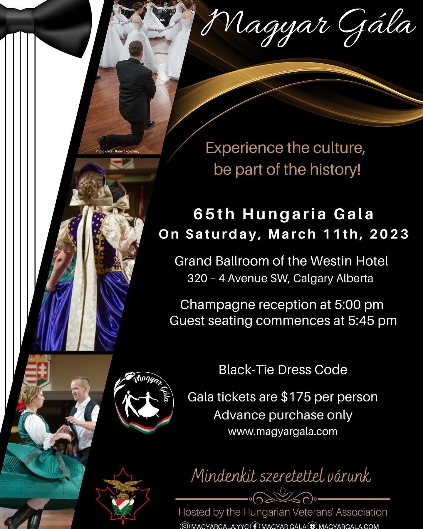 Less than a month away! Get your tickets now! Visit our website! 🎟️ 

&mdash;
#magyar #gala #event #social #grand #fancy #yyc #calgary #thingstodo #hungarian #mhbk #hva #veterans #dance #blacktie #waltz #tradition #culture #tickets