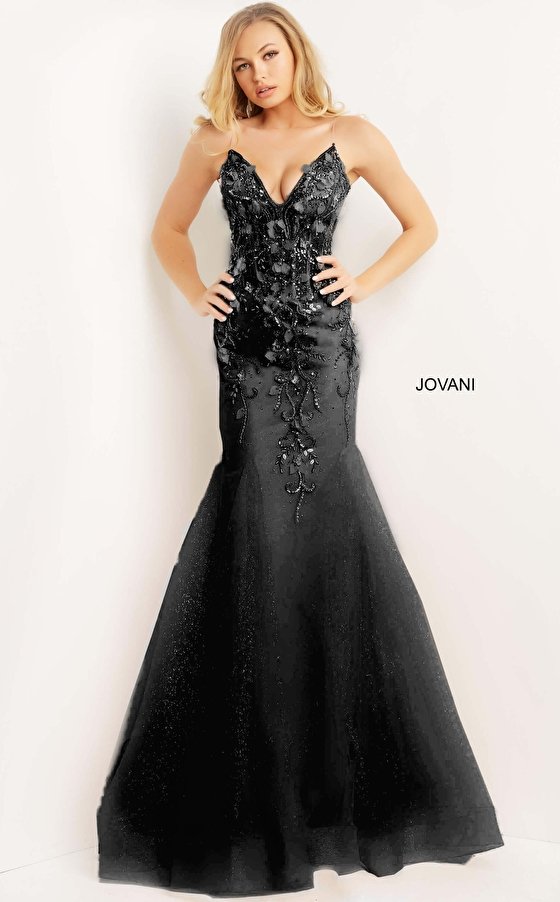 Rose Gold Mermaid Embellished Jovani Dress 62517 | ElbisNY