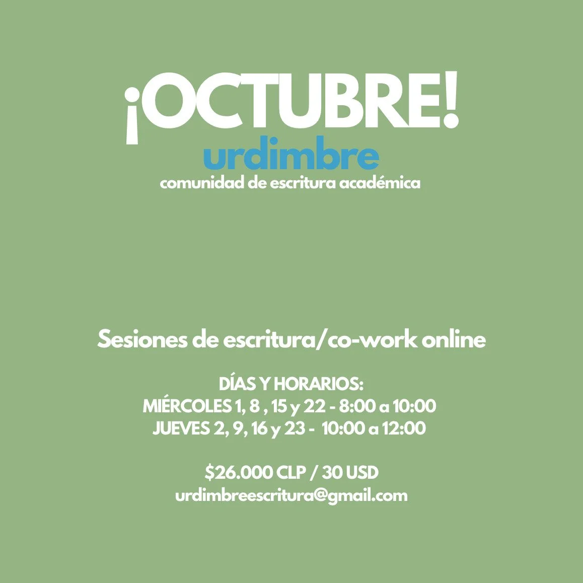 ✨ En octubre celebramos 4 a&ntilde;os de urdimbre✨

Somos un espacio independiente de instituciones acad&eacute;micas, creado en octubre de 2022 por las doctoras Soledad Mart&iacute;nez @apasosentido y Francisca Avil&eacute;s @fjavilesarias. Nuestro 