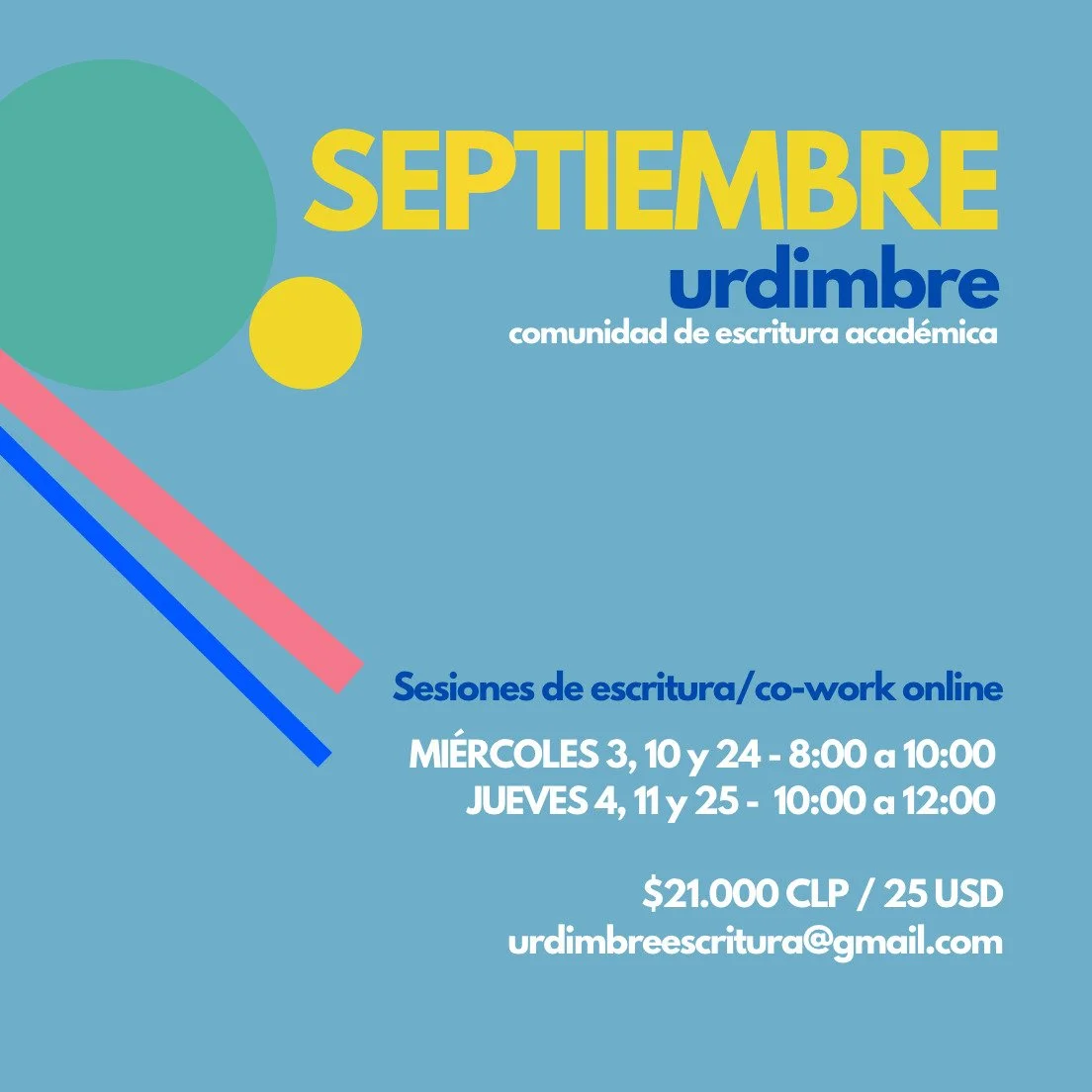 ✨ Trae tu proyecto, tu caf&eacute; y tus ganas de avanzar a nuestras sesiones de escritura online ✨ 

Sabemos que la escritura acad&eacute;mica no siempre fluye como quisi&eacute;ramos: a veces falta concentraci&oacute;n, otras veces tiempo, y muchas