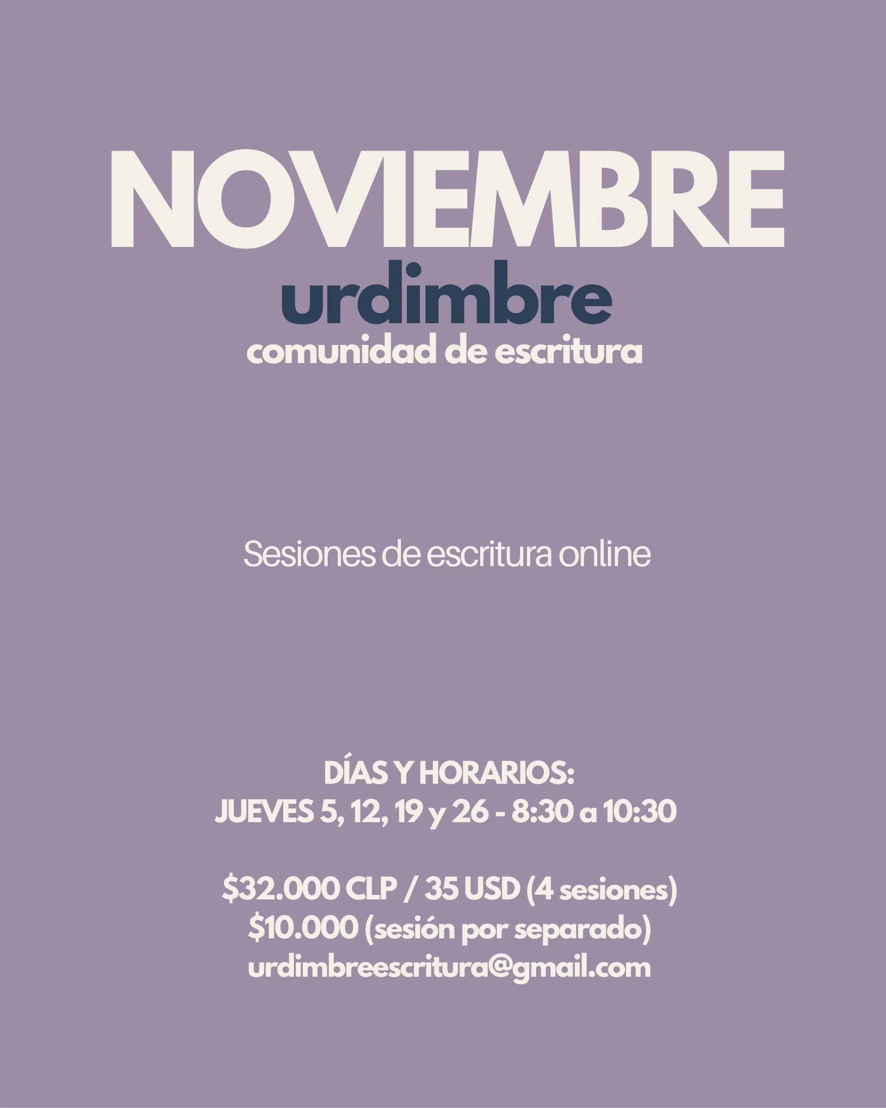 &iexcl;Ya llega el pen&uacute;ltimo mes del a&ntilde;o! No dejemos de escribir juntos y de avanzar en nuestros textos.

En noviembre seguiremos explorando distintos puntos de partida para entrar en nuestros escritos, conectar con la dimensi&oacute;n 