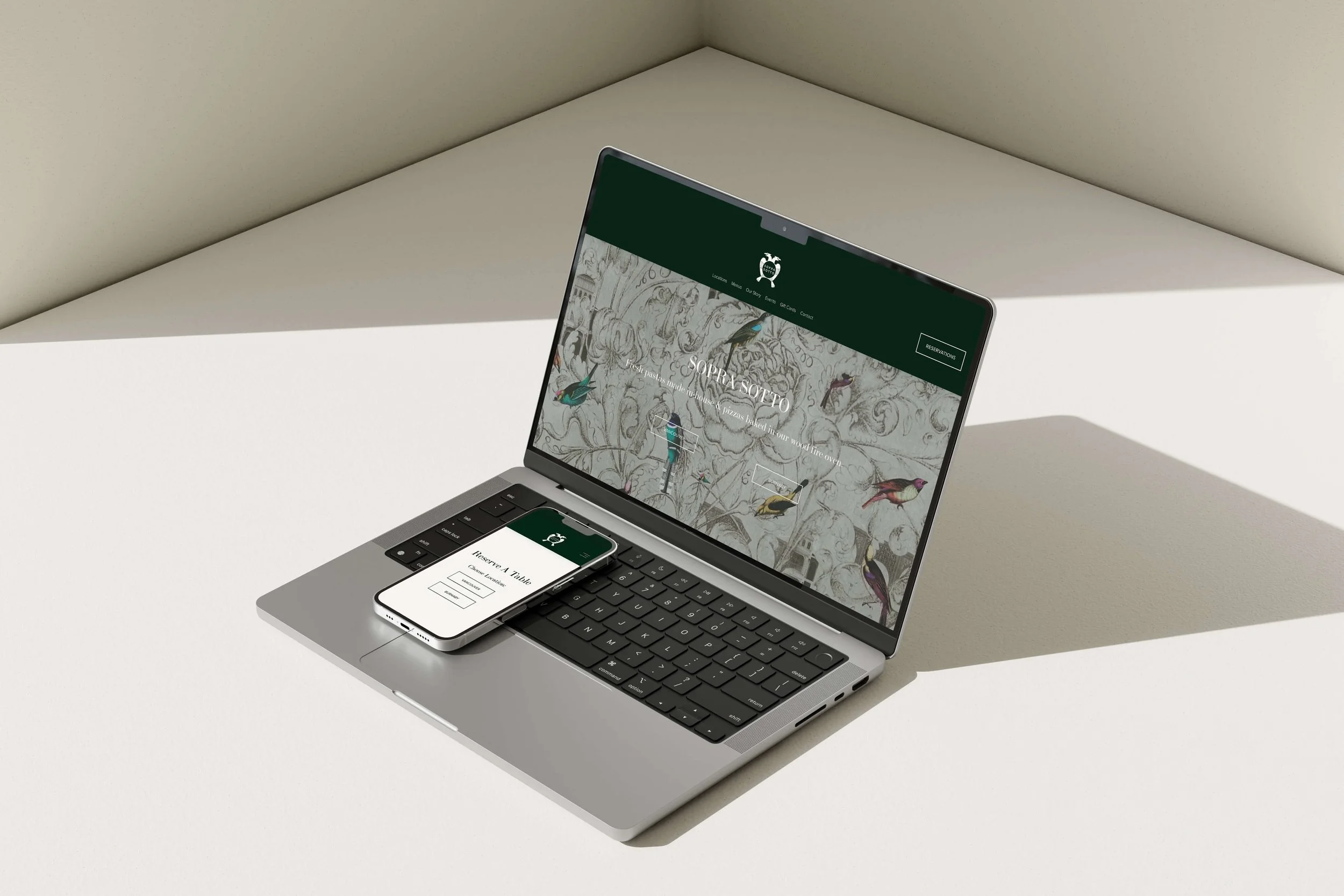 Sopra Sotto Italian Restaurant Squarespace Website Preview