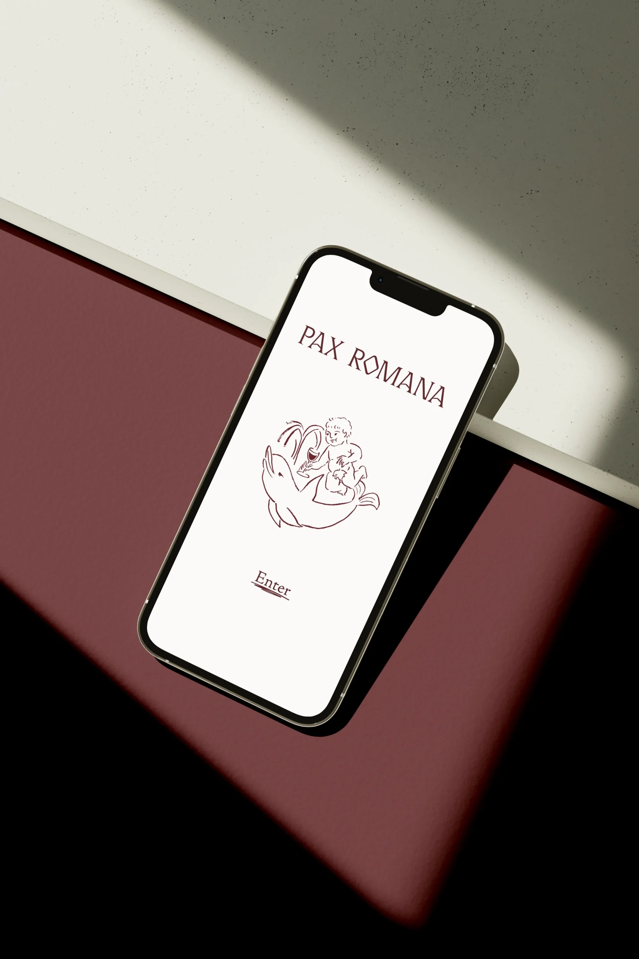Pax Romana mobile website splash screen with logo illustration