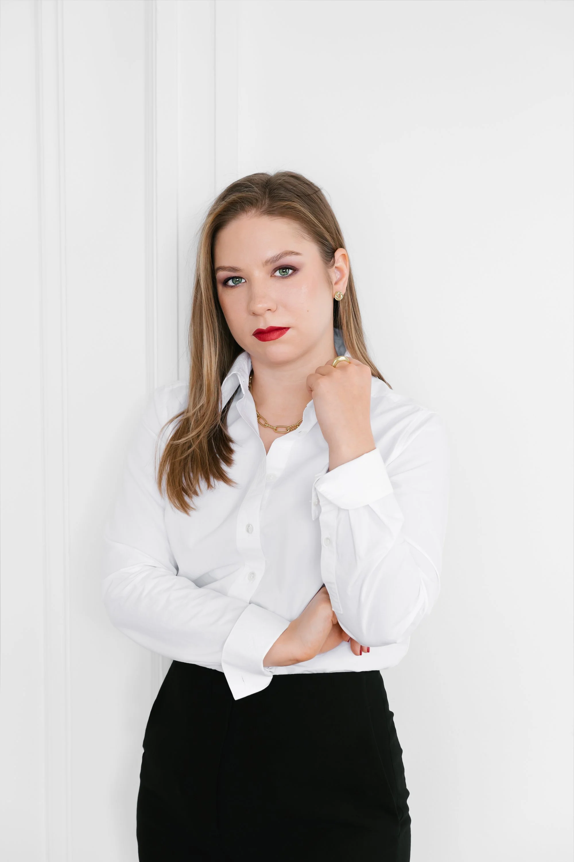 Veronika, brand and website designer at Verona Design Studio, portrait in studio