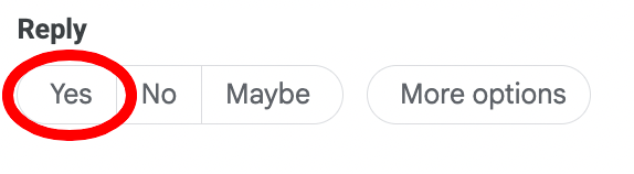 Red circle over the Yes on an appointment confirmation