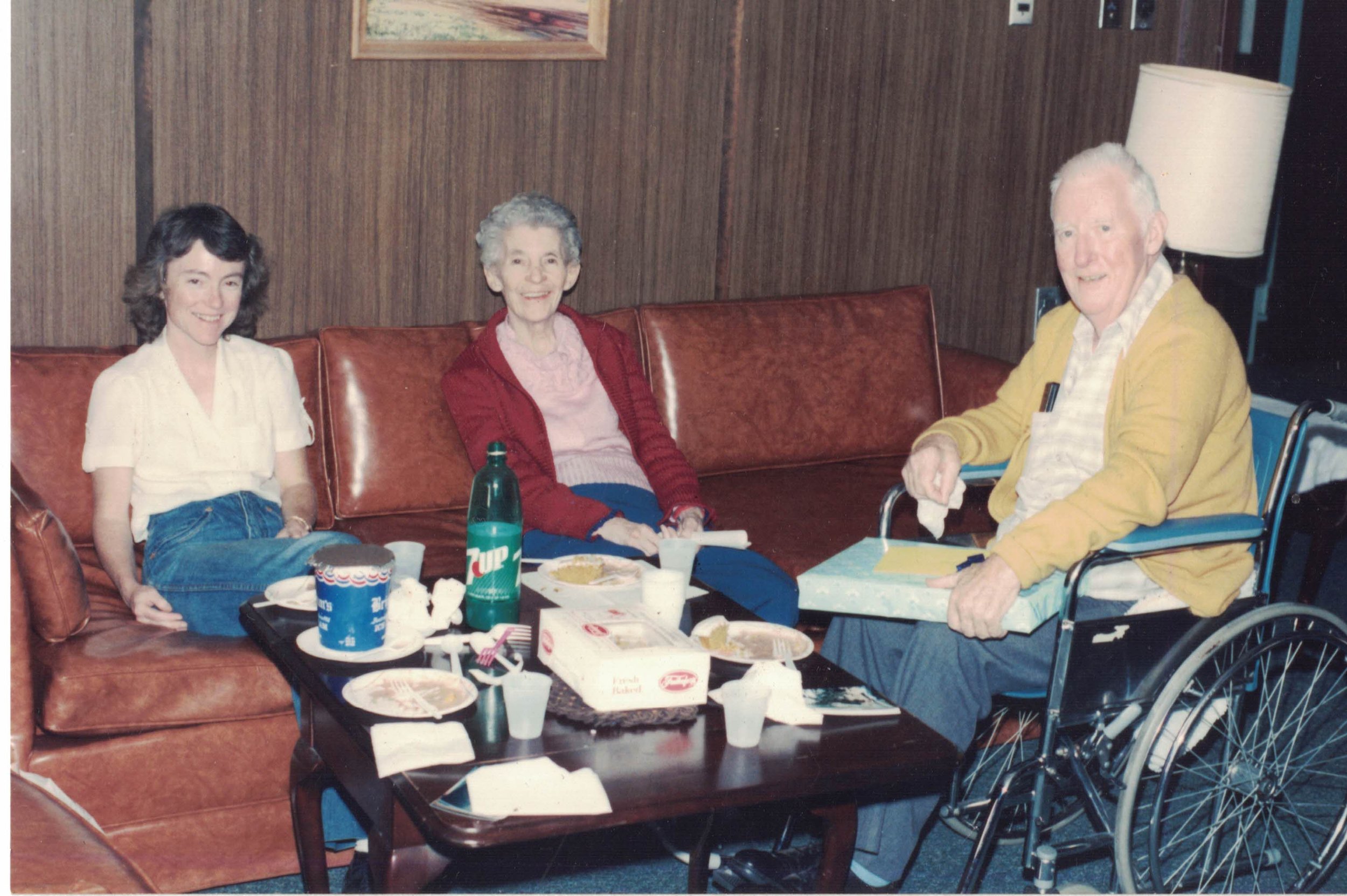 Carol with her mom and dad after his stoke