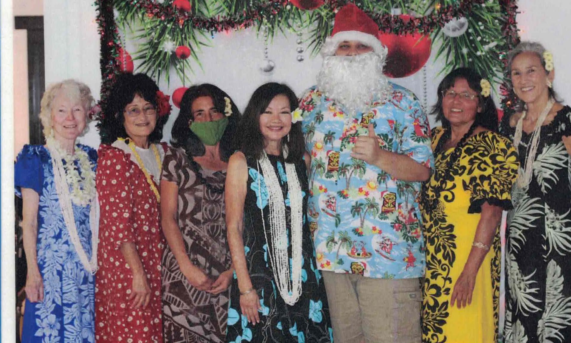 Kumu Charlne's halau with santa