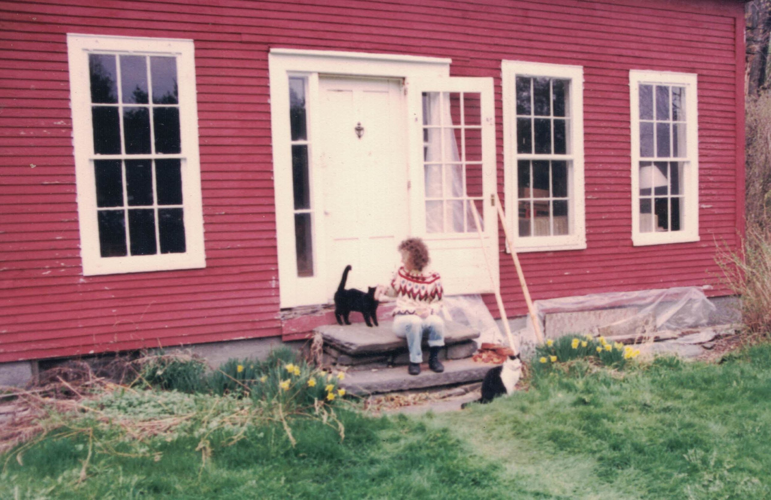 Carol at Hawk's Hill with cat Ebony