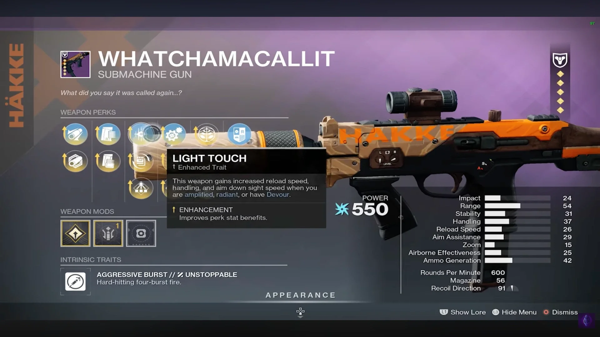 Diagram of the Whatchamacallit's two perk columns showing which perks can roll together