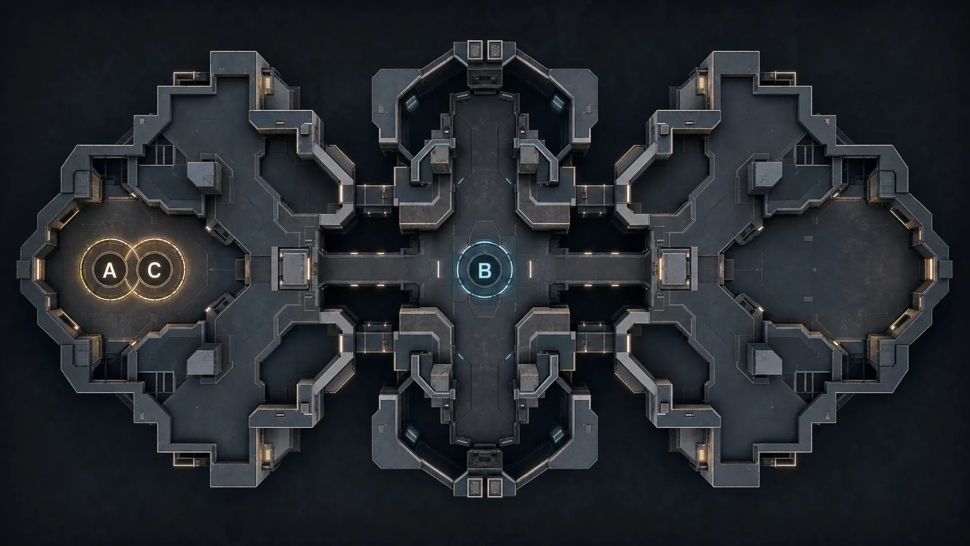 Diagram of Fortress capture zones A and C overlapping at one point