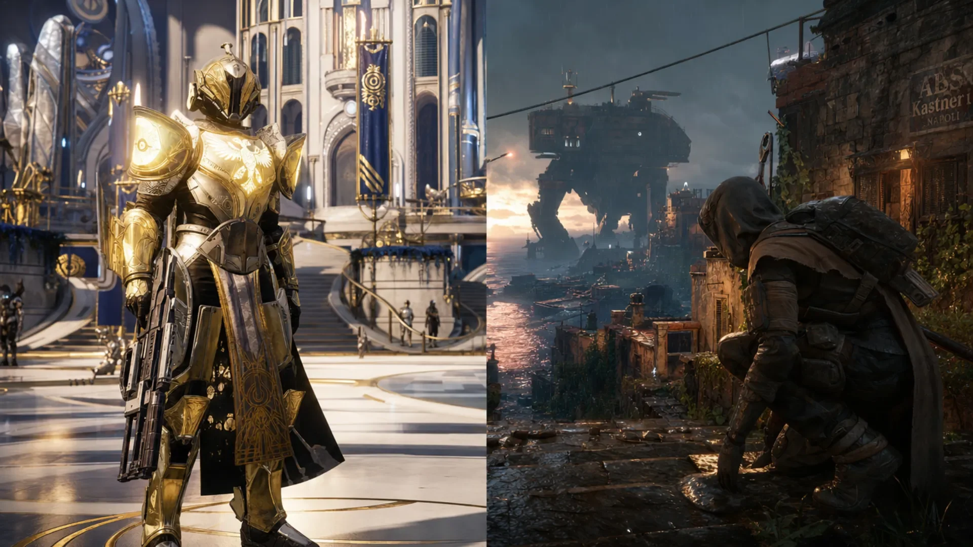 Destiny 2 Guardian and Arc Raiders scavenger shown side by side