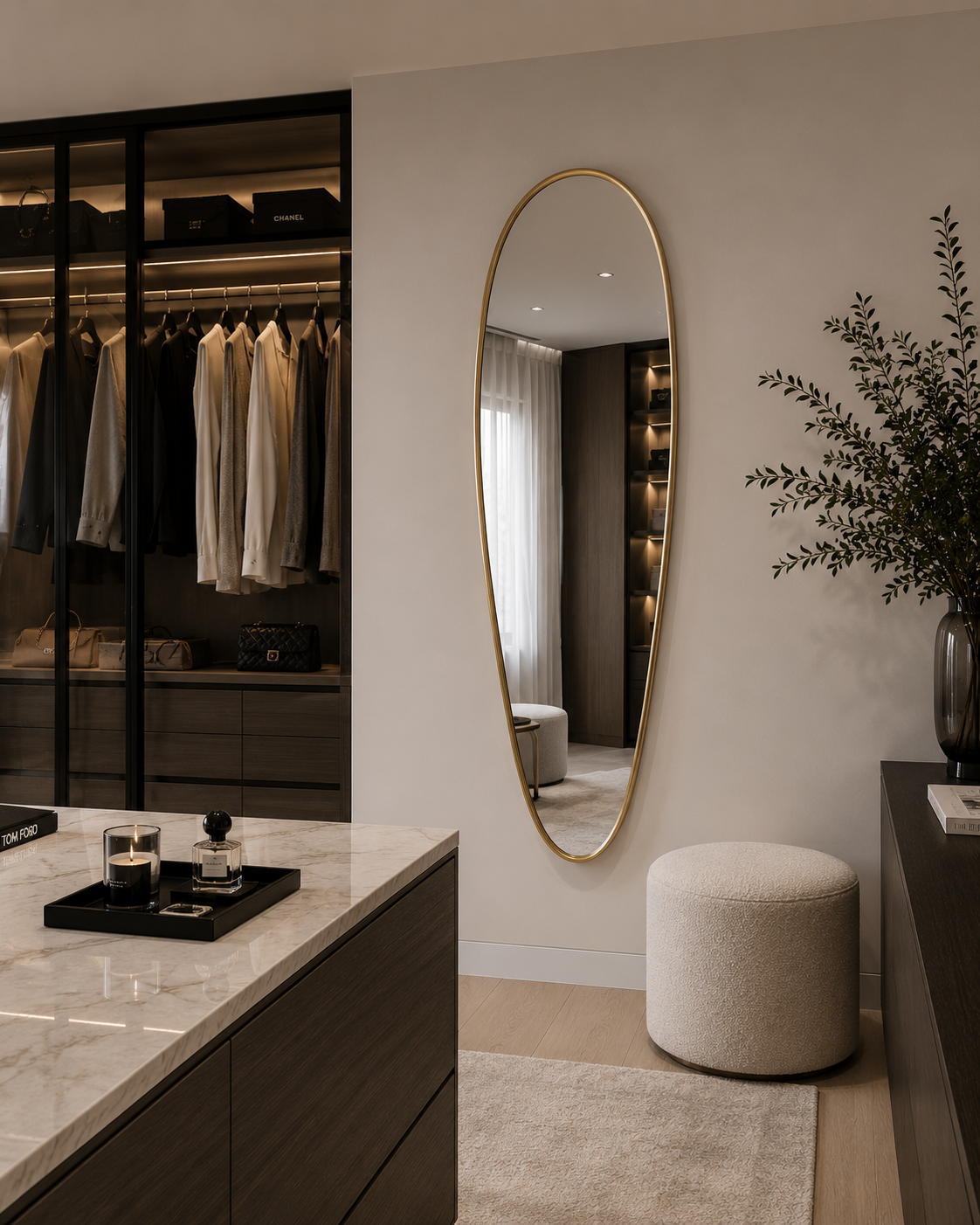 long oval mirror in contemapary dressing room .png