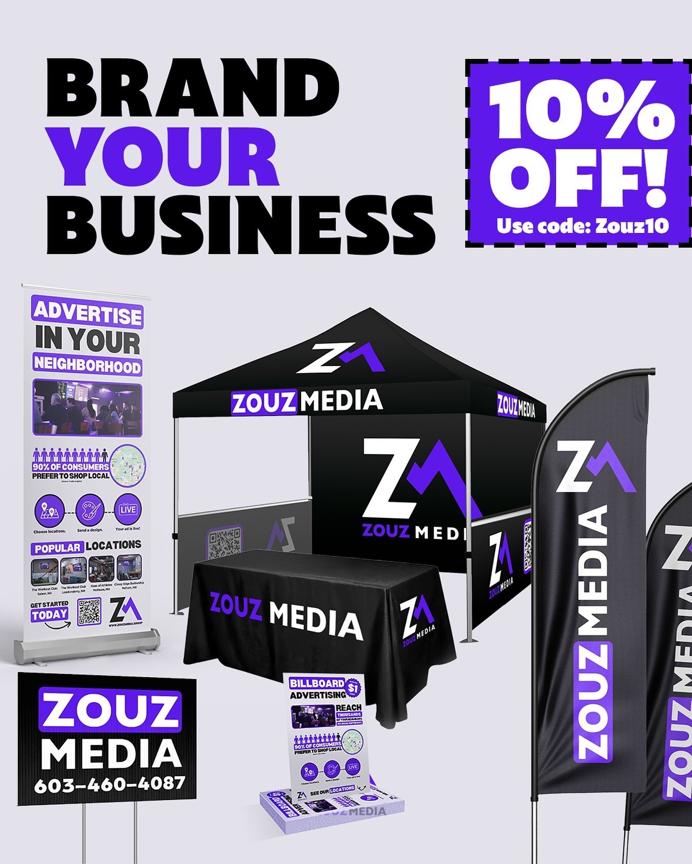 Now is the season to elevate your brand with our stunning printed products! From vibrant banners to sleek event displays, we&rsquo;ve got the tools to make your message shine. Use code: &ldquo;ZOUZ10&rdquo; at checkout for 10% OFF your order!