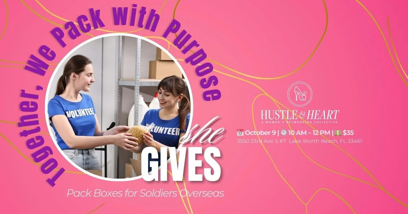 On October 9th from 10 AM&ndash;12 PM, Hustle &amp; Heart Collective is coming together for a morning of impact and community at Forgotten Soldiers Outreach.

We&rsquo;ll be packing care boxes that will be shipped overseas to active-duty soldiers &md