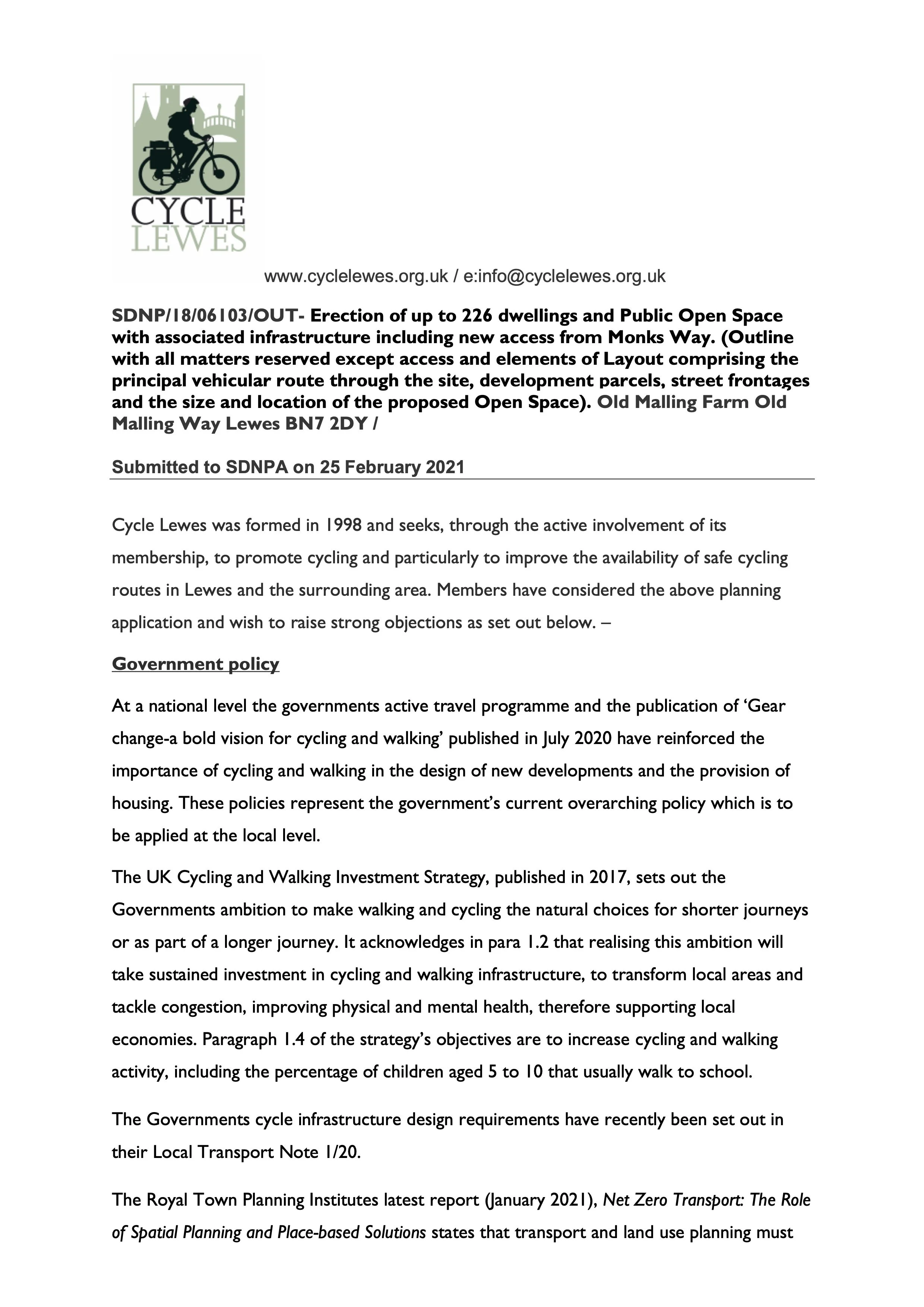 Old Malling Farm development proposal. Where are the cycle routes?