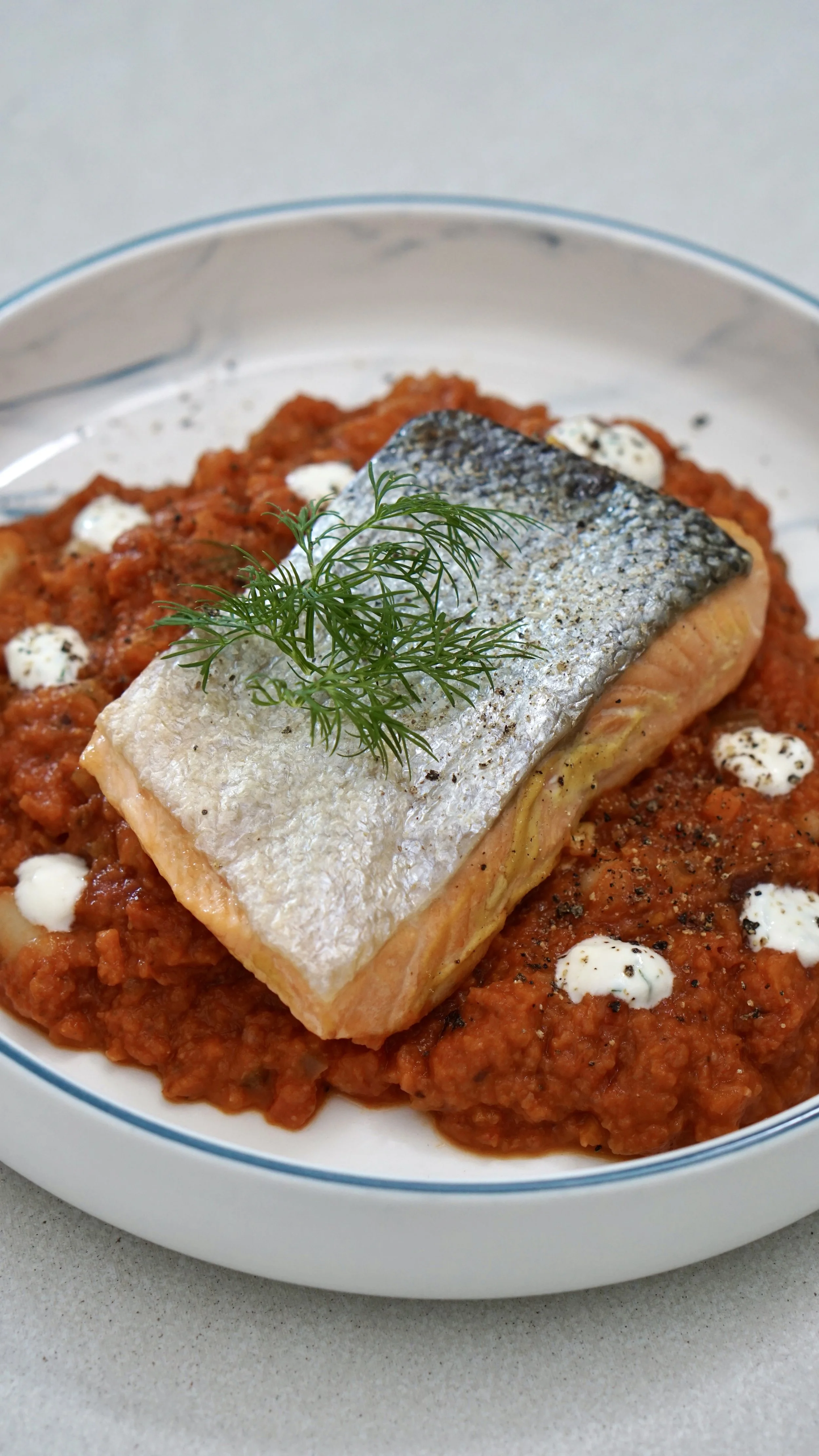 Crispy Salmon with Butter Bean Ragout