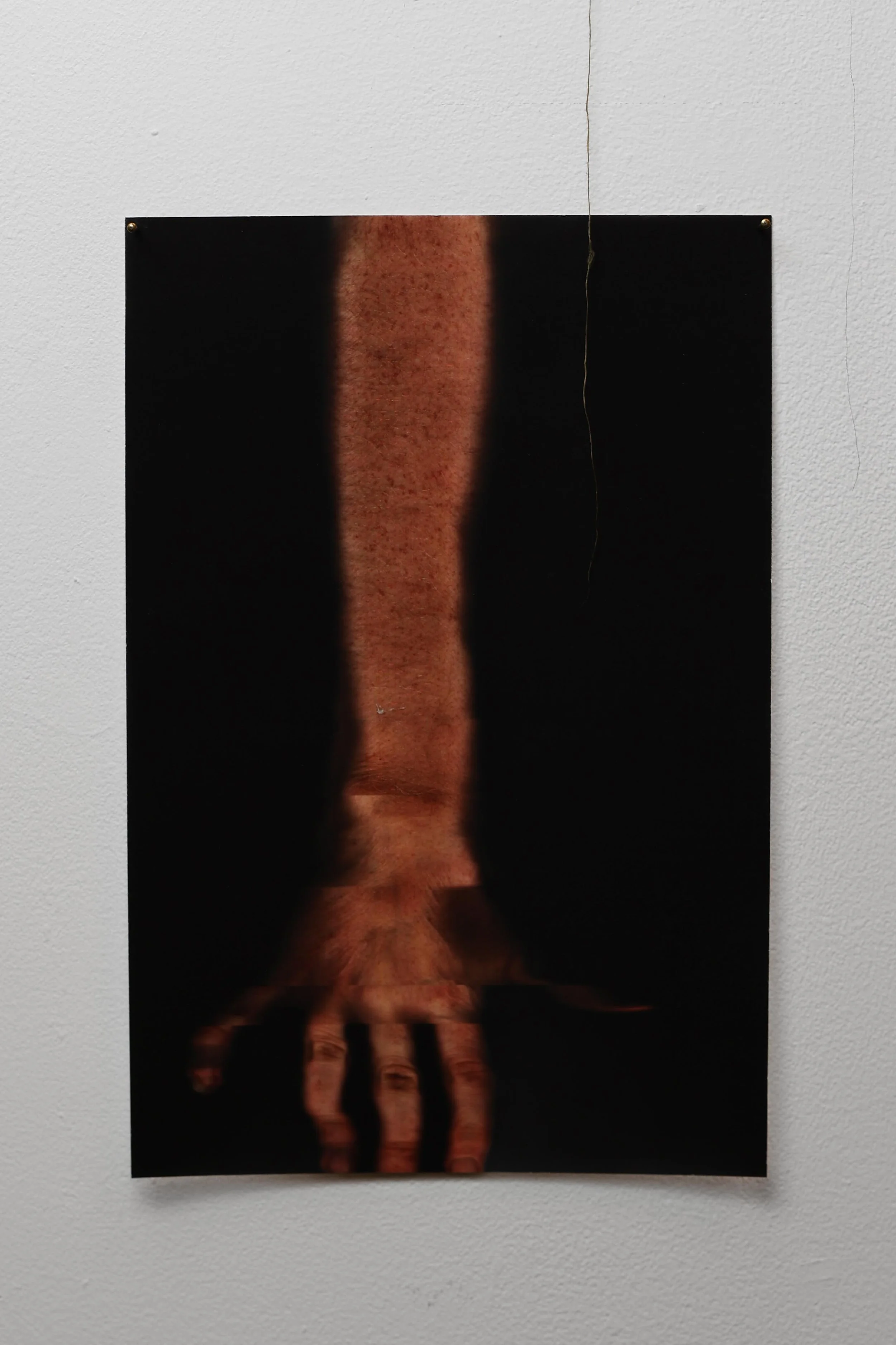 'Thin Skin, Thin Places', 2025.
Archival pigment print (Giclée, Hahnemühle Ultra Smooth). 31.5 x 21 cm. Presented as part of 'Surfaced', Beaconsfield Gallery, London.  Photography: Joseph Hall.