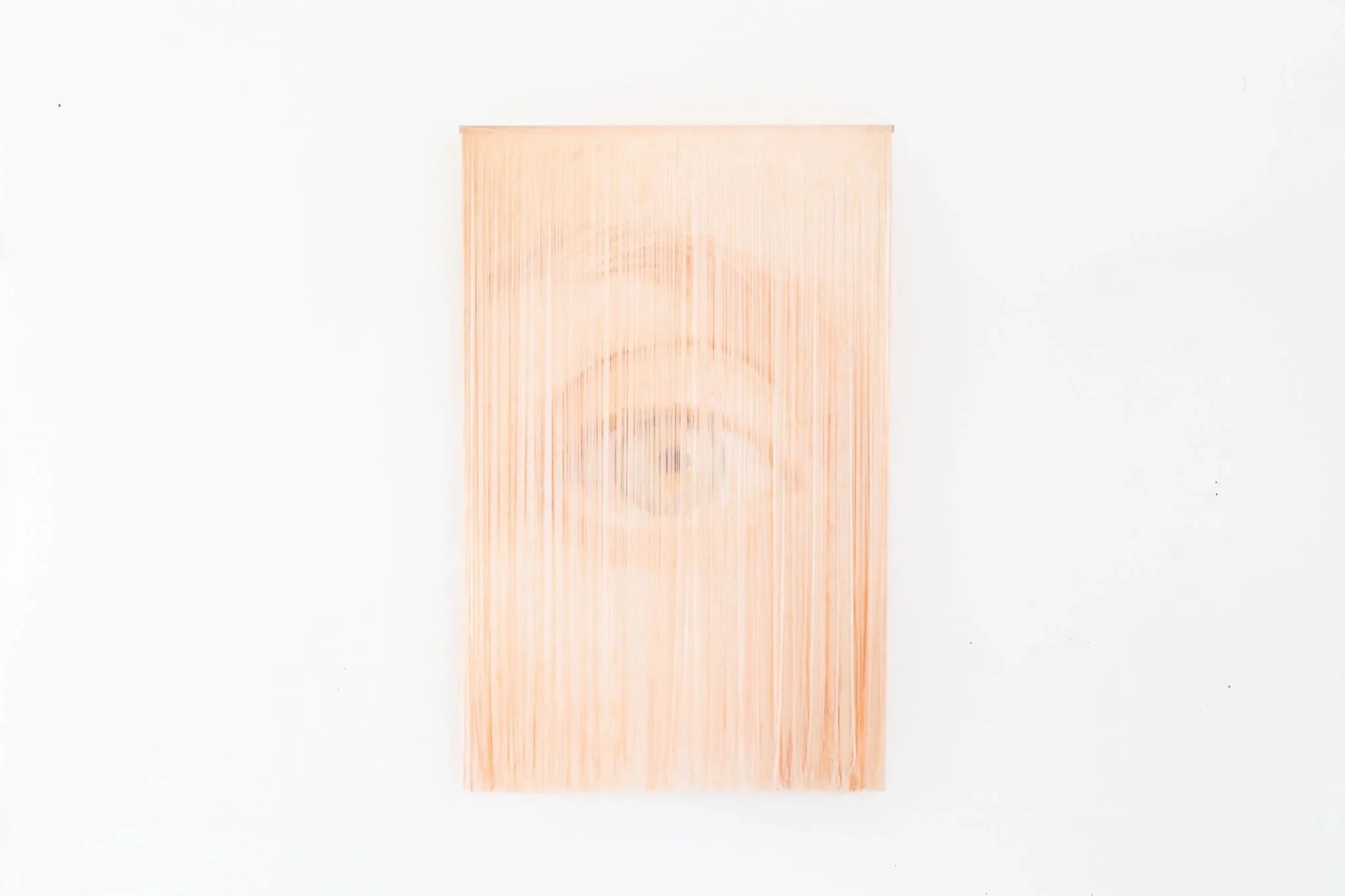 'The Skin's Gaze', 2022. Silk. 120 x 70 cm. Commissioned for the 'Caring Futures' and exhibition and installed at Sølvberget Galleri, Stavanger, Norway, as part of the project 'Split Observations'. Photography: Paula Duva.