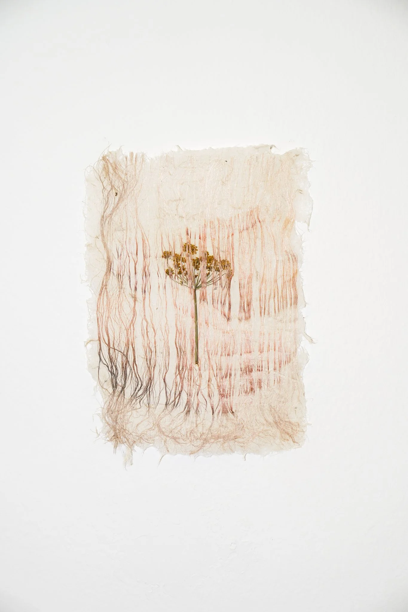 'Porous Relations', 2023. Silk, kozo, silver. 29 x 120 cm. Supported by Statens Kunstfond and presented as part of 'Manoeuvring Fibres' at Bladr, Copenhagen. Photography: Gianmarco Pedrini. Private collection.