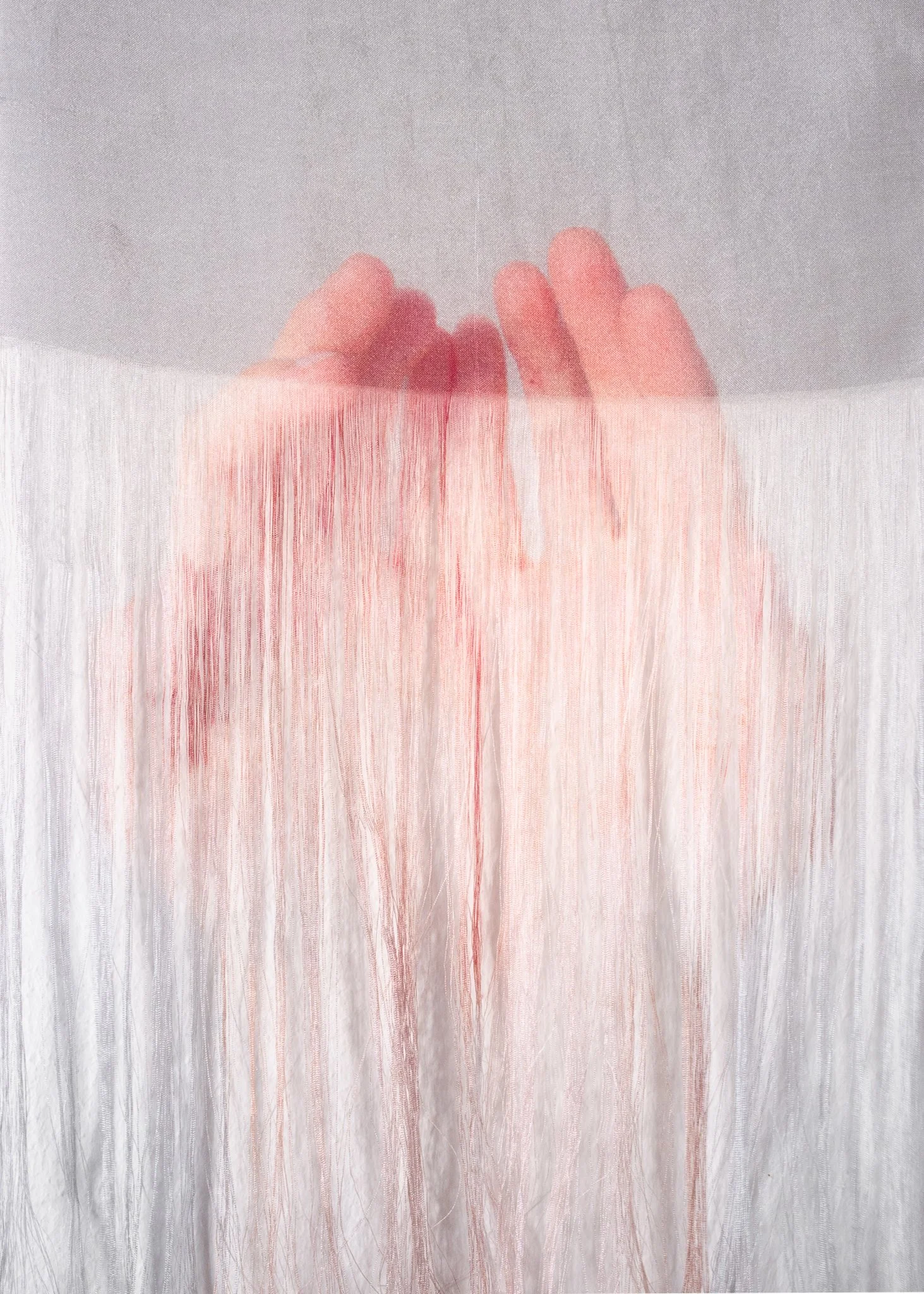 'Loose Gathering #5'(detail), 2020 Silk. 38 × 18 cm. Shortlisted for 'The European Prize of Applied Arts', WCC-Europe, Belgium; CCAM, Barcelona. Private collection.