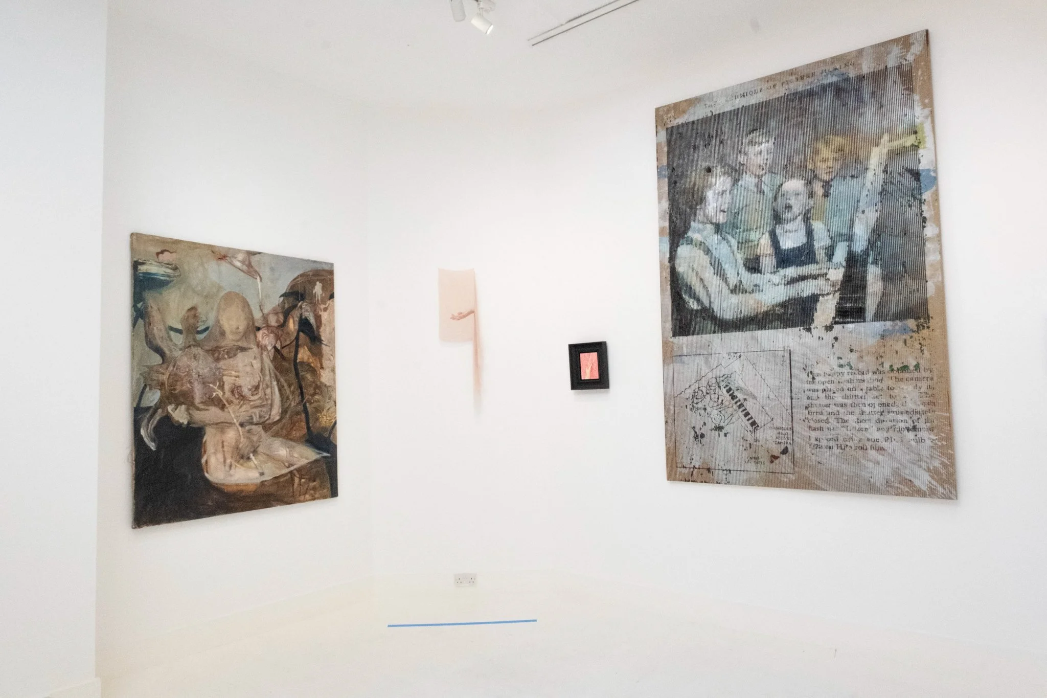 'The Body is a Channel', 2026. Silk, silk. 96 x 30 cm. Presented as part of 'Are We Really Here?', HBH Gallery, Fitzrovia, London. Photography: Thomas Hjelm. Also featured: Oleksii Shcherbak, Xu Yang and Francisco Valdés.