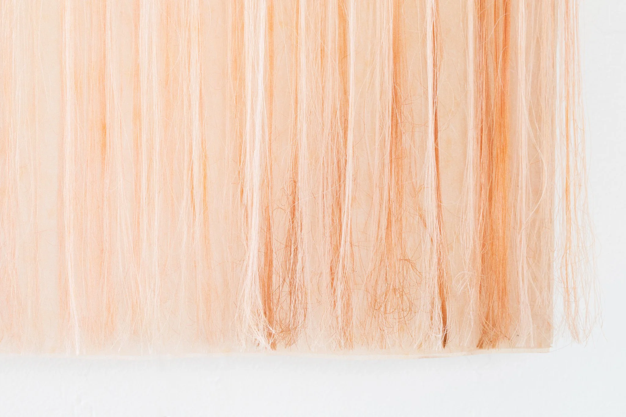 'The Skin's Gaze' (detail), 2022. Silk. 120 x 70 cm. Commissioned for the 'Caring Futures' and exhibition and installed at Sølvberget Galleri, Stavanger, Norway, as part of the project 'Split Observations'. Photography: Paula Duva.