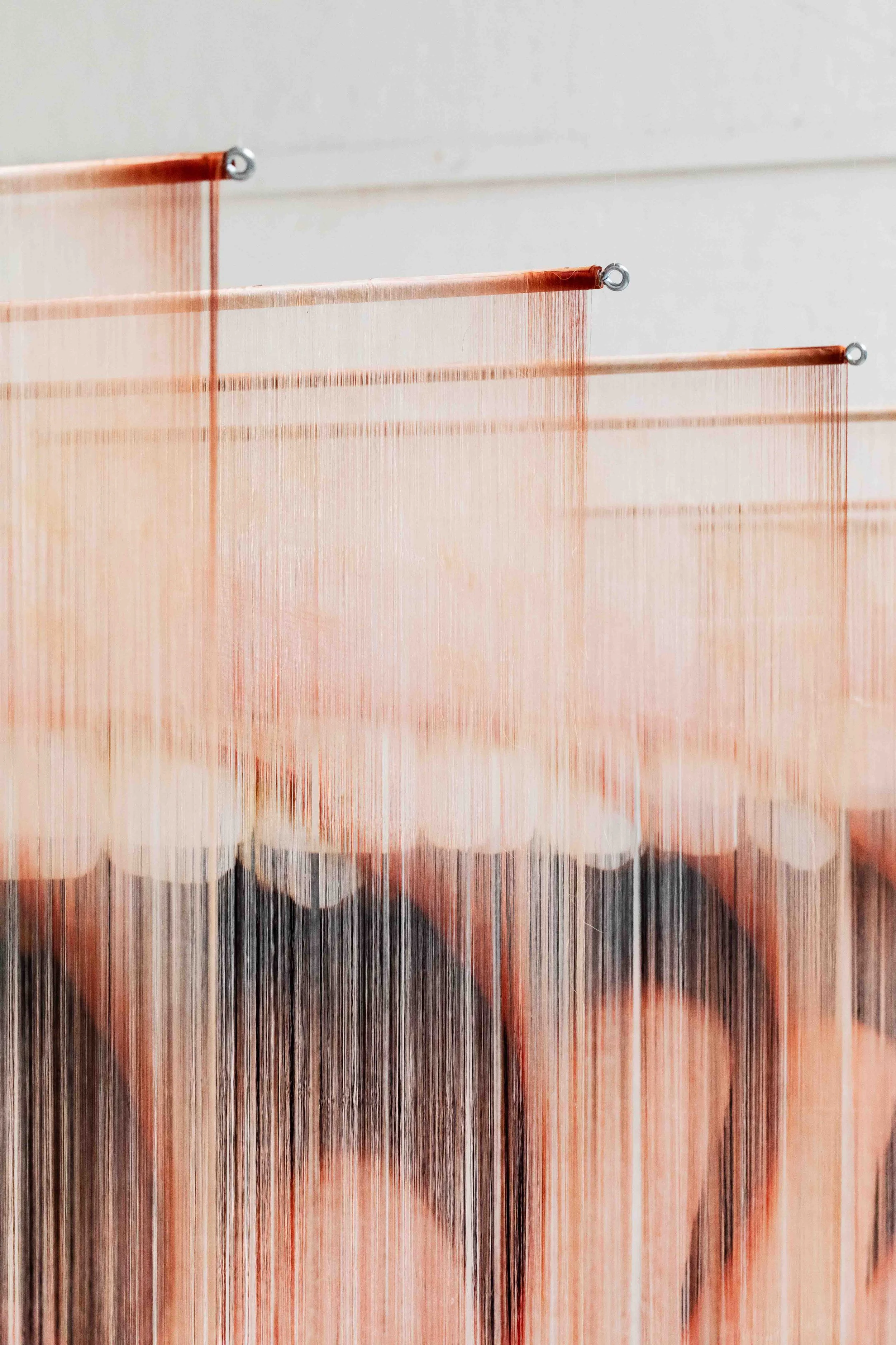 'Slip of the Tongue', 2023. Silk habotai. Dimensions variable. Supported by Statens Kunstfond and Nationalbankens Jubilæumsfond for 'The Biennale of Craft and Design', Copenhagen Contemporary. Photography: Kirstine Autzen.