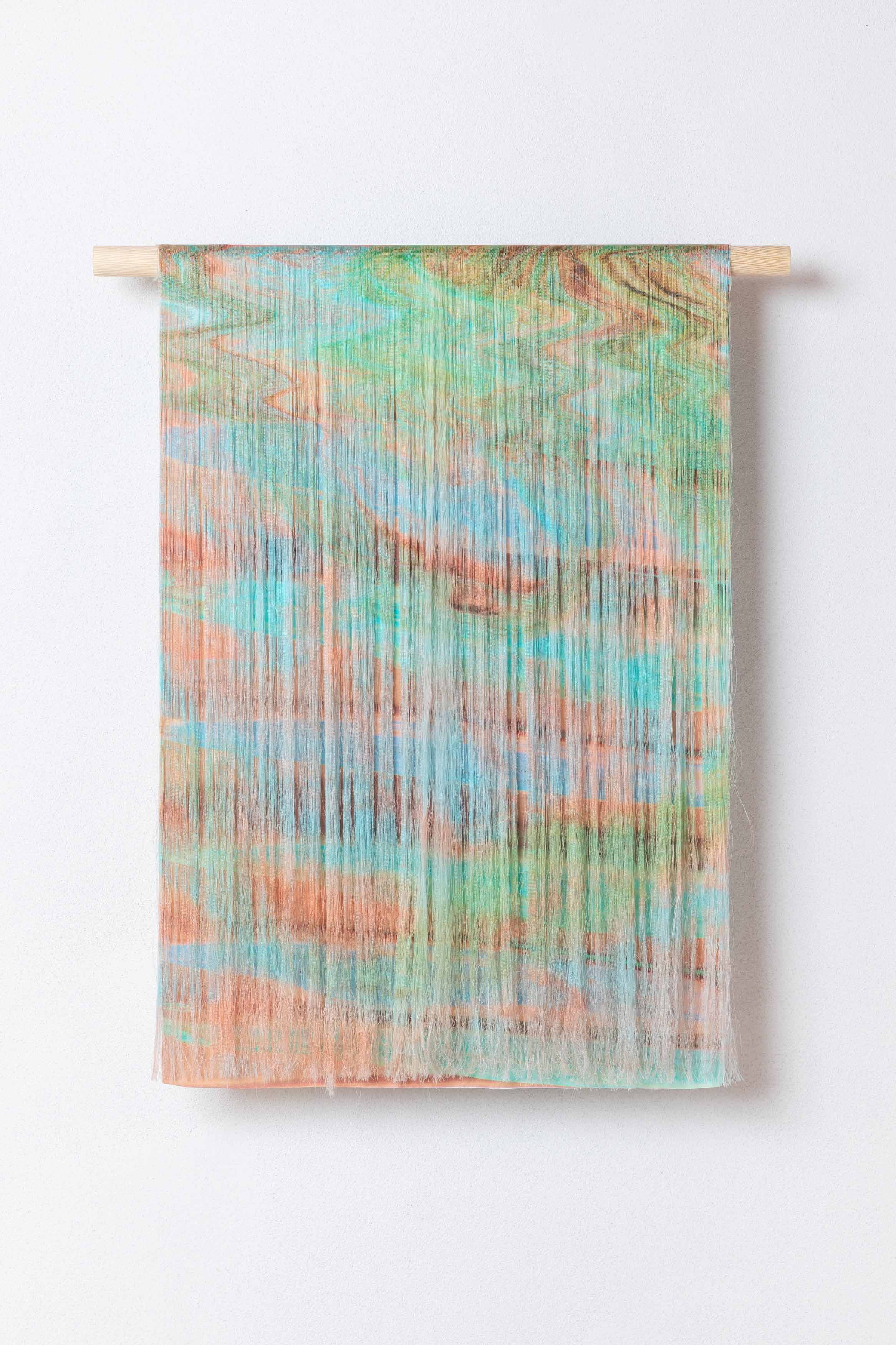 'Dawn Chorus,' 2023. Silk satin. 60 x 42 cm. Photography: Kirstine Autzen. Private collection.