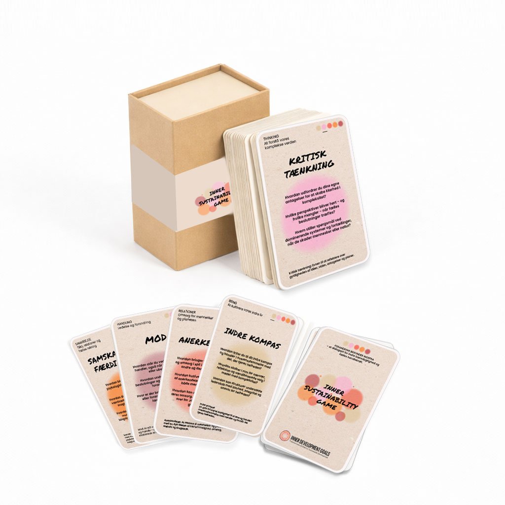 Ny opdateret udgave – 2026 Inner Sustainability Game er opdateret i 2026 med justeret indhold og forfinet facilitering, baseret på den nyeste viden inden for indre bæredygtighed, regenerativ praksis og Inner Development Goals.