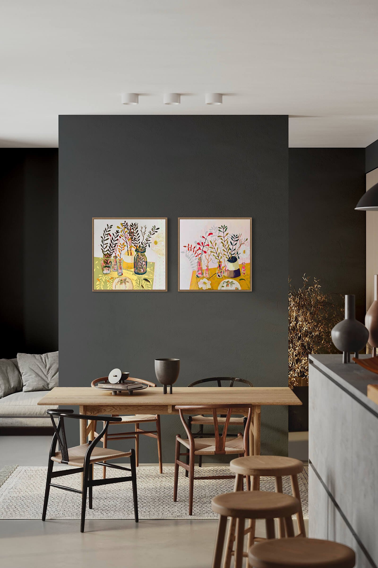 Ali Mackie Art Lustre & Peach Melba in Modern Timber Kitchen Diner with Black 01 Lick Paint 01 web.jpeg