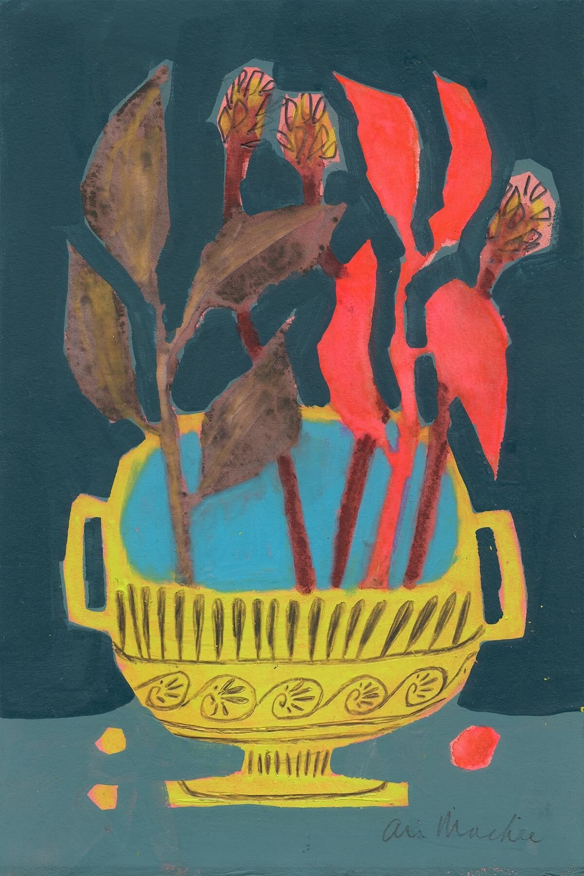 Phaedra: The Luminous Light by Ali Mackie | Contemporary Folk Art Botanical Painting on Paper | 19cm x 28cm | £200