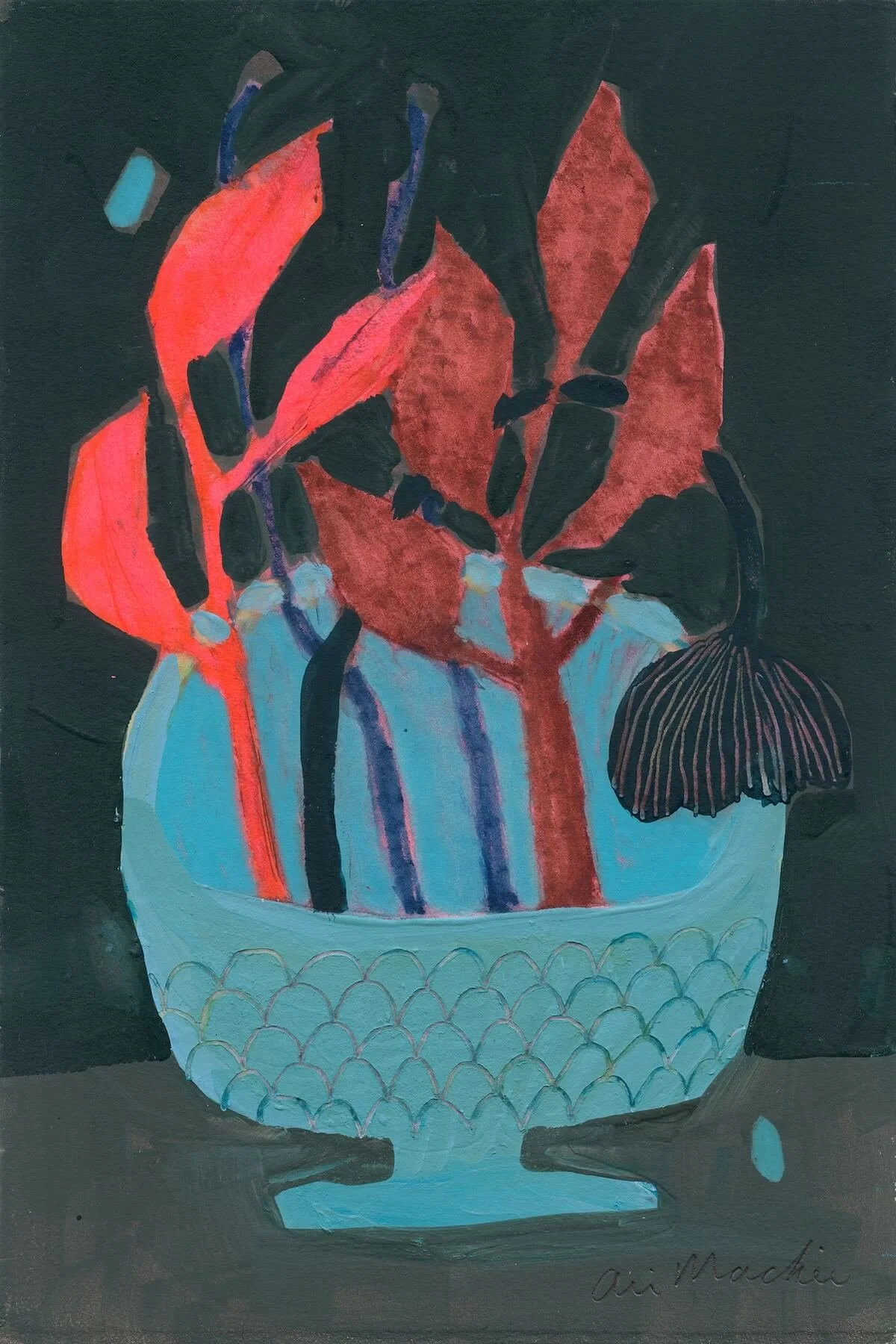 Kalyx: The Flower Chalice by Ali Mackie | Contemporary Folk Art Botanical Painting on Paper | 19cm x 28cm | £200