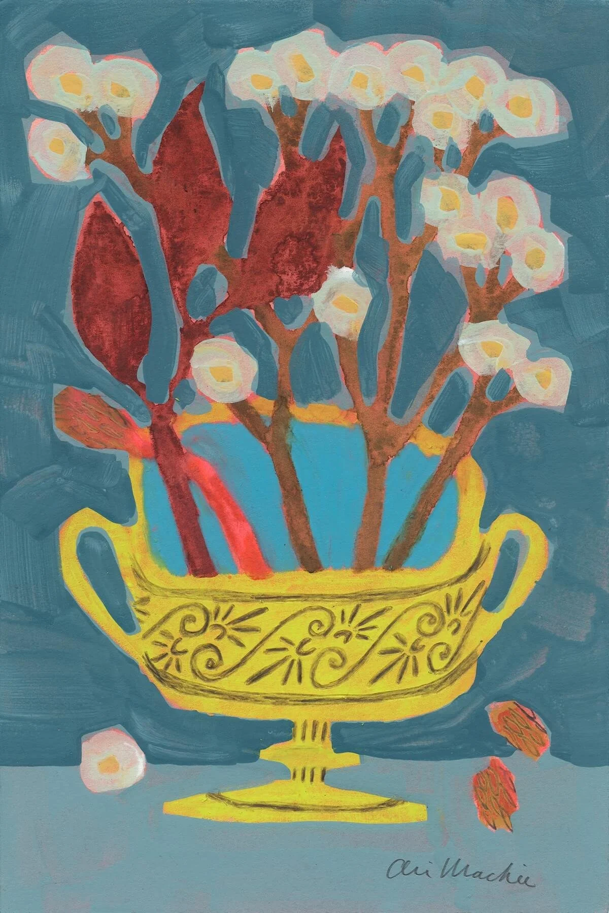 Antheia: Goddess of Flowers by Ali Mackie | Contemporary Folk Art Botanical Painting on Paper | 19cm x 28cm | £200