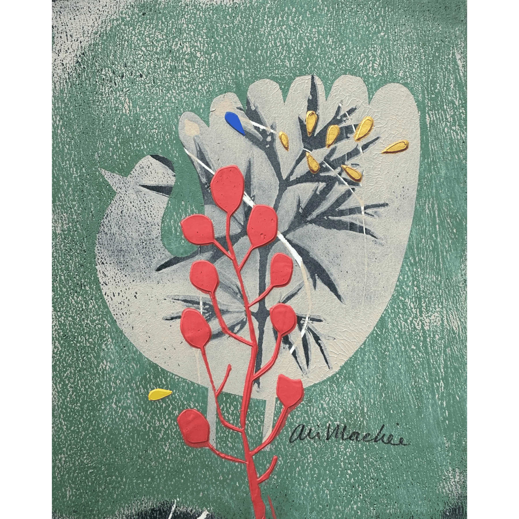 Feather by Ali Mackie | Contemporary Folk Art Bird Monoprint on Paper | 22cm x 16cm | £140