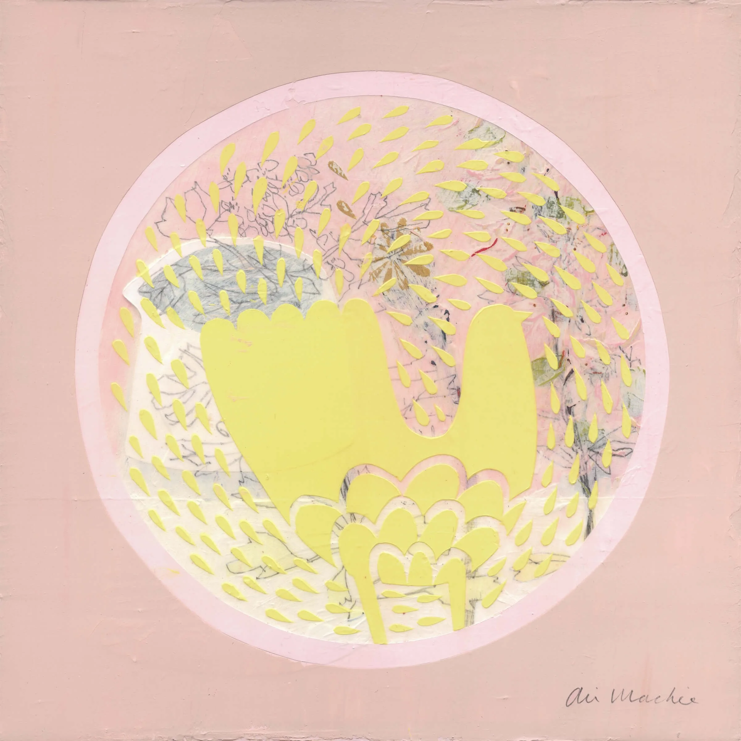 Woven Garland by Ali Mackie | Nature-Inspired Botanical Painting on Board, 30cm x 30cm | Available via Emerald Frames