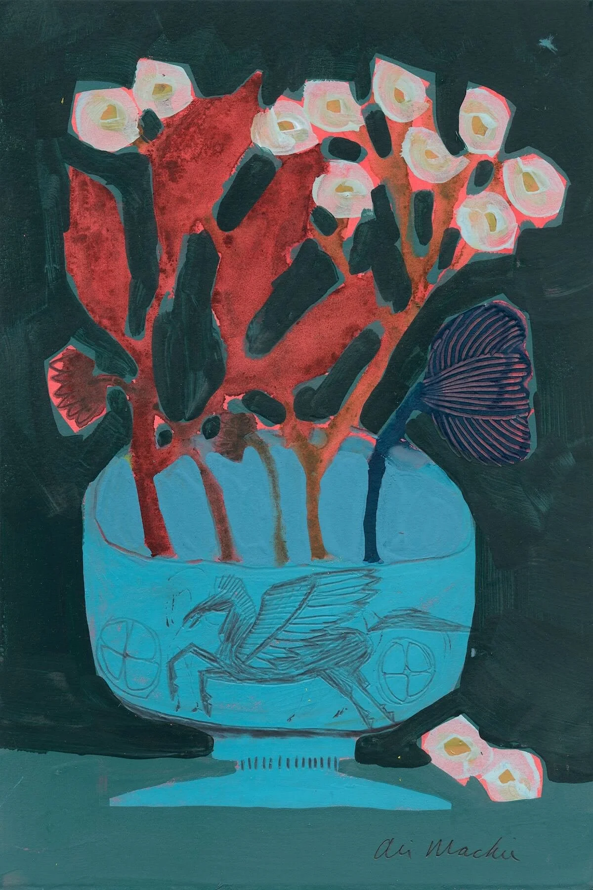 Bellerophon: The Hero of the Air by Ali Mackie | Contemporary Folk Art Botanical Painting on Paper | 19cm x 28cm | £200