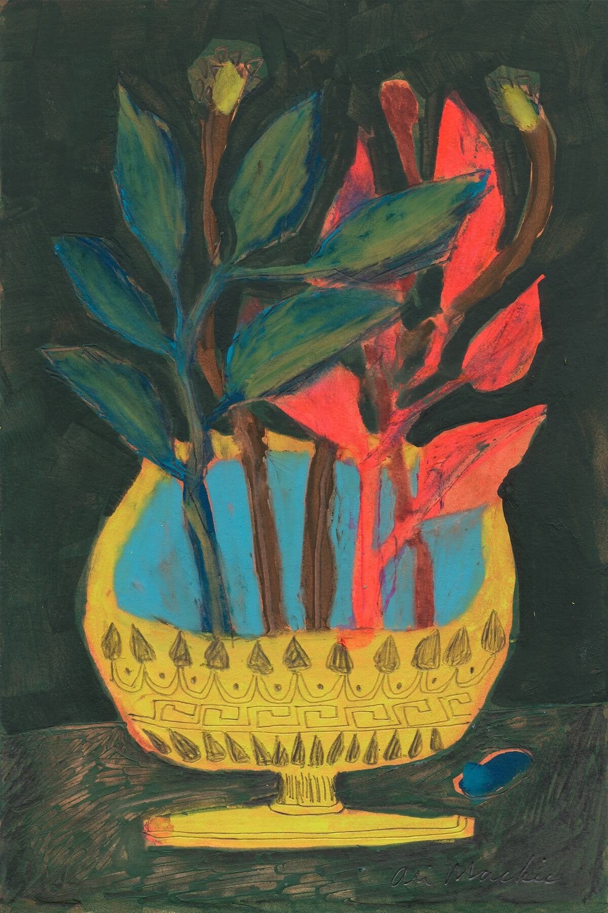 Callirhoe: The Beautiful Flow by Ali Mackie | Contemporary Folk Art Botanical Painting on Paper | 19cm x 28cm | £200