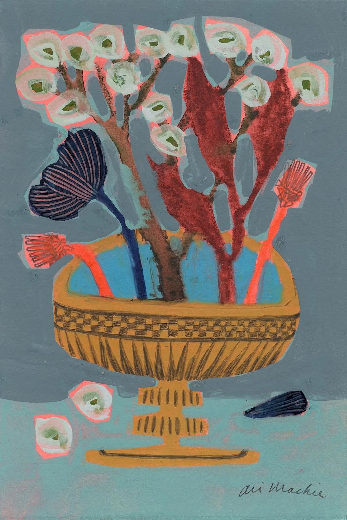 Xenia: The Gift of Hospitality by Ali Mackie | Contemporary Folk Art Botanical Painting on Paper | 19cm x 28cm | £200