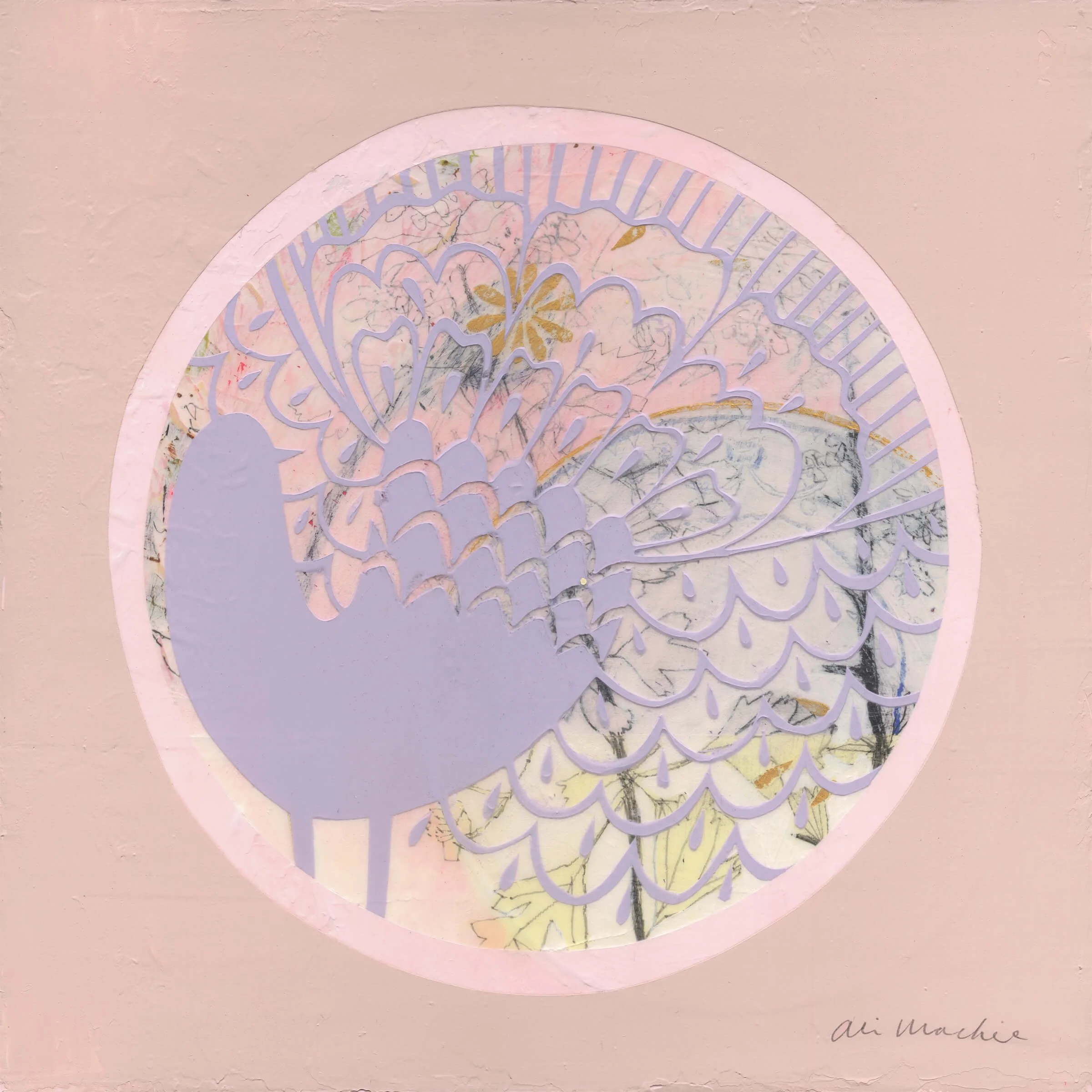 Hawthorn Wing by Ali Mackie | Nature-Inspired Botanical Painting on Board, 30cm x 30cm | Available via Emerald Frames