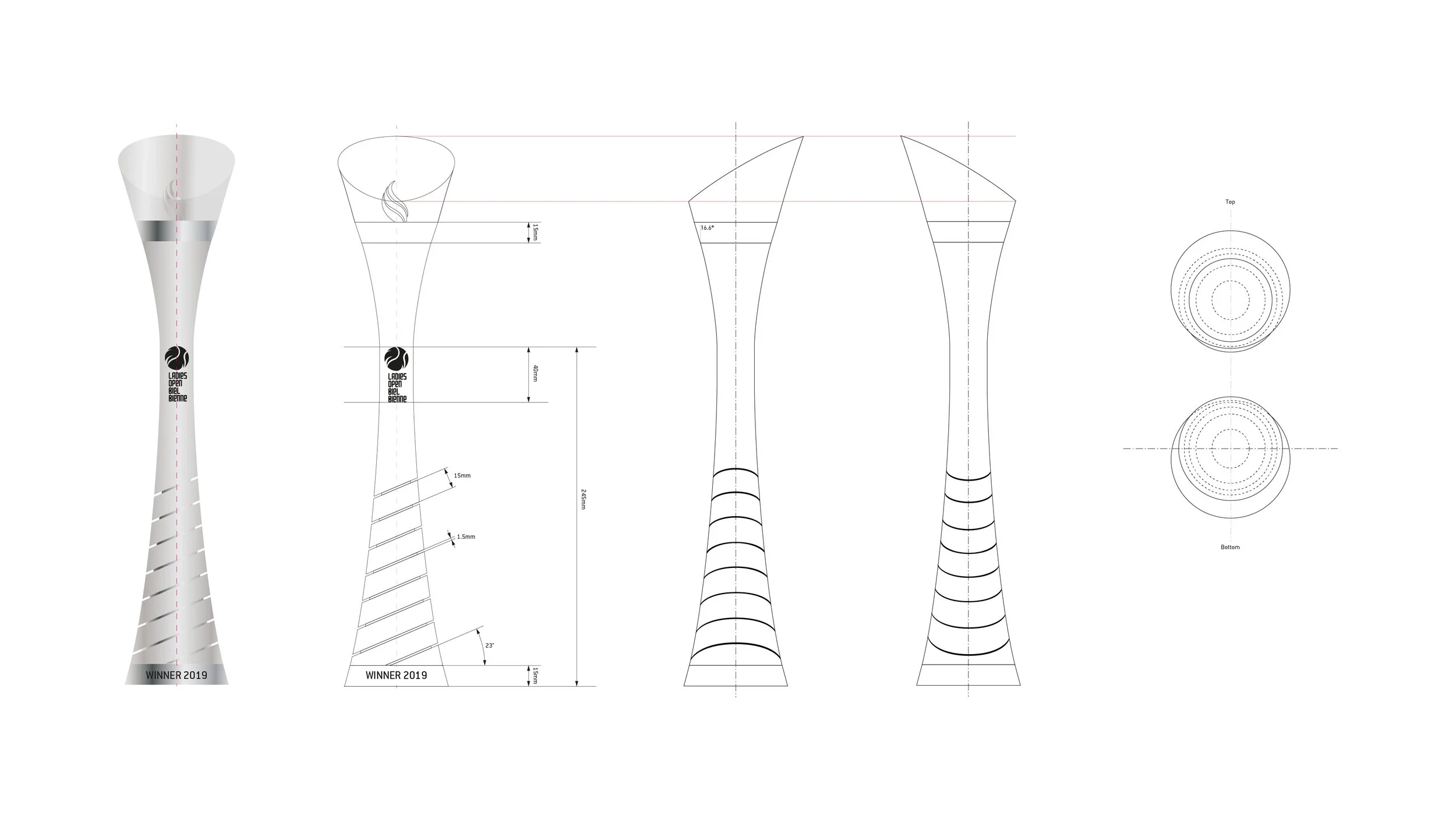 WTA LADIES OPEN TROPHY // Concept and Design: RoyWedemaDesign // Technical Drawing: RoyWedemaDesign