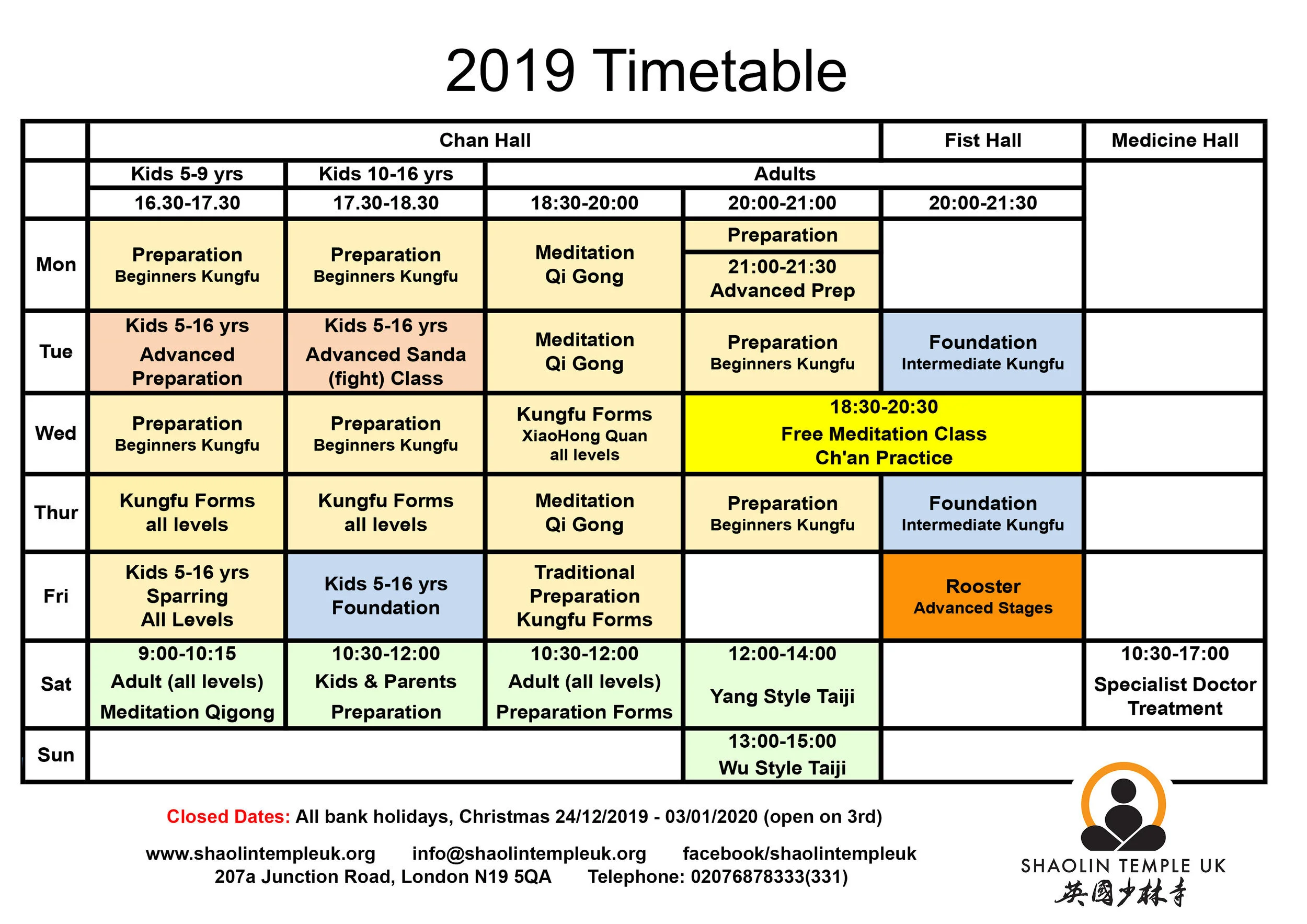 New Timetabel of 2019