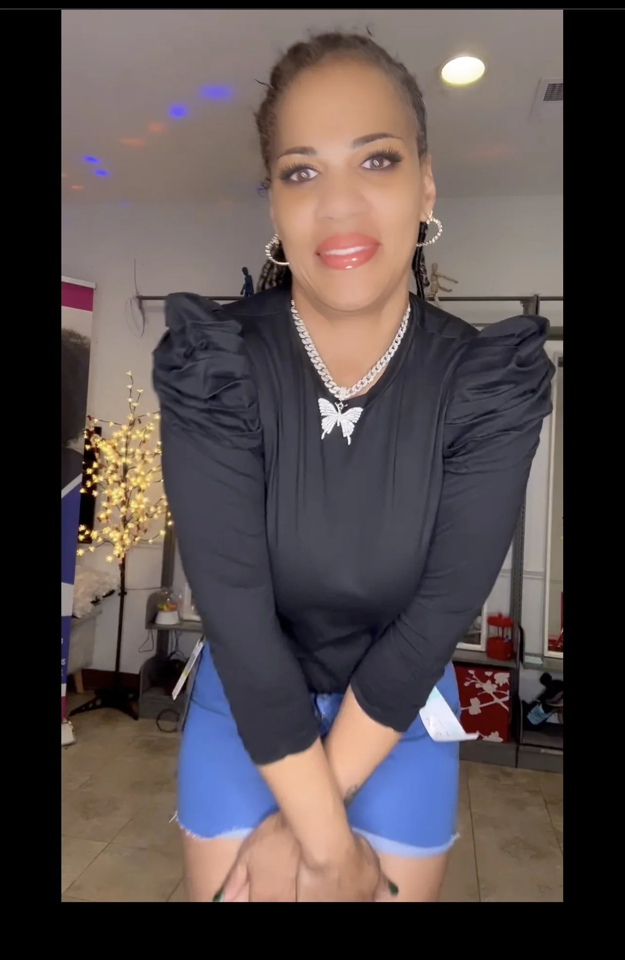 Mykaela Black Long Sleeved Puffy Bodysuit