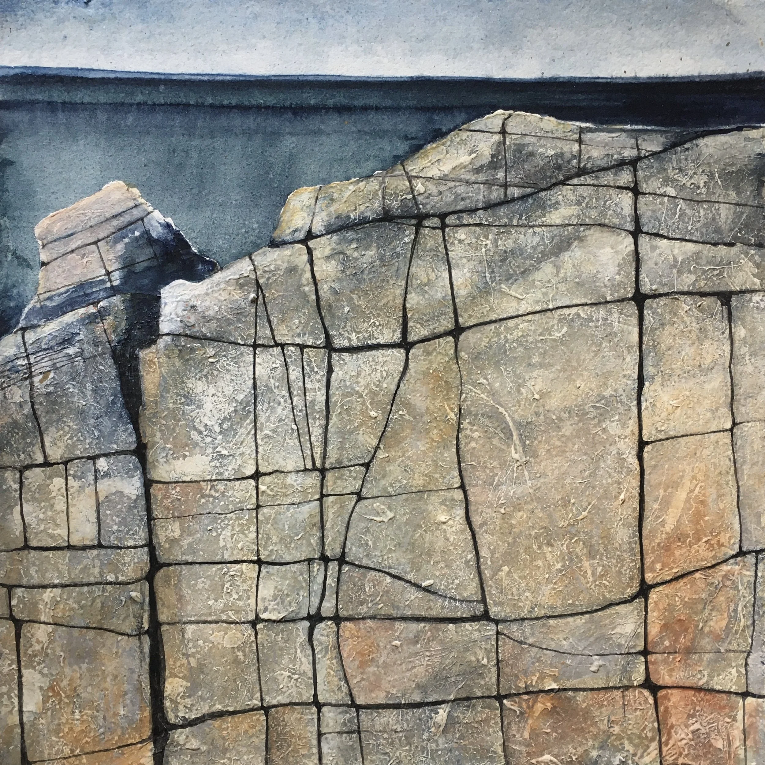 Outcrop. Earth ochres with indigo on paper SOLD