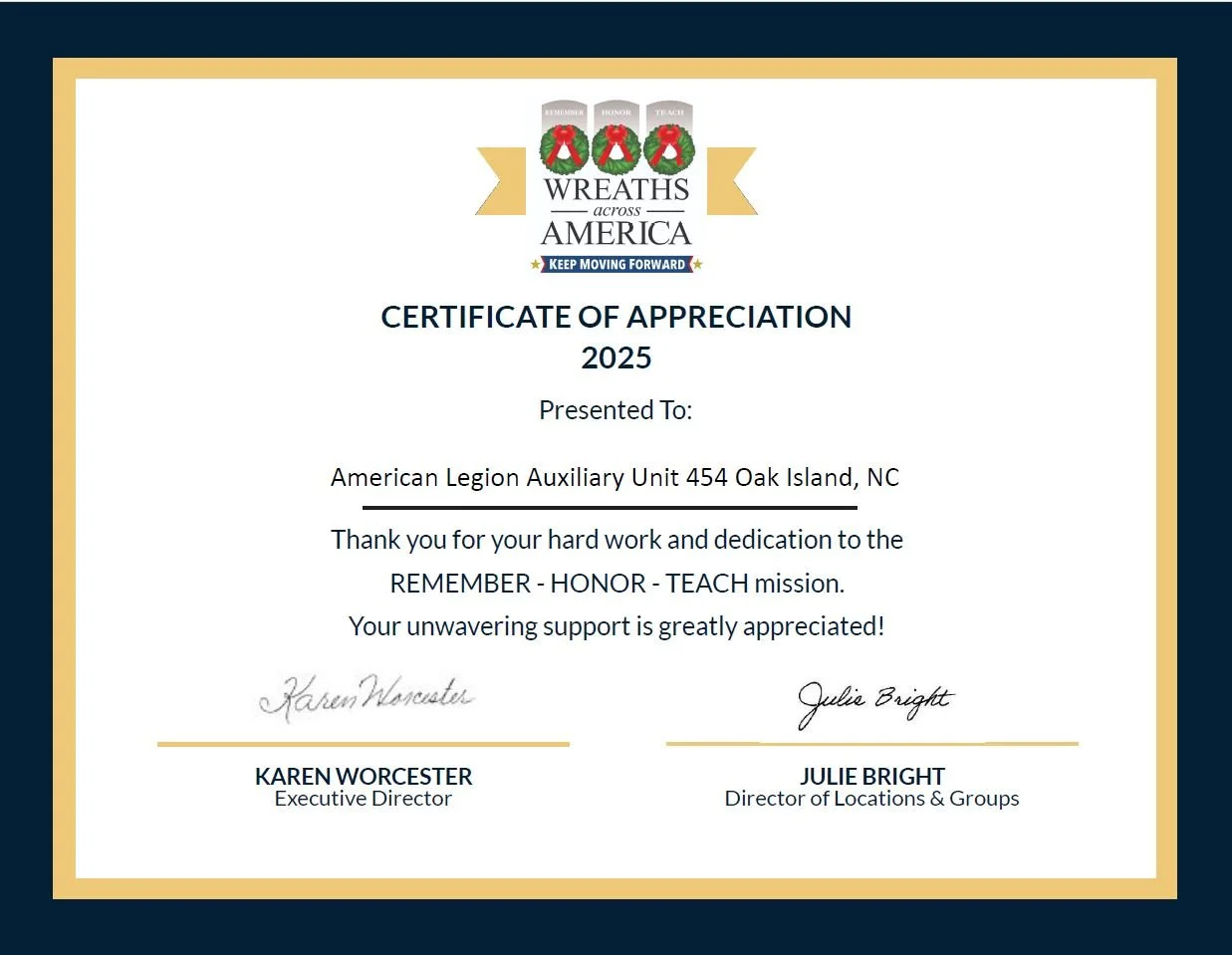 Appreciation from Wreaths Across America