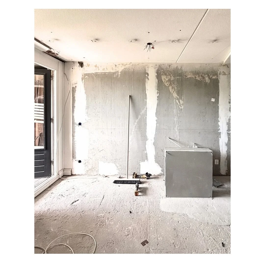 On site.. hidden surprises post demolition..

We found this concrete wall hidden behind old cabinetry which was too good an opportunity to miss out on. We decided to keep it raw and unfinished as a focal wall, and as a memoir of the building substruc