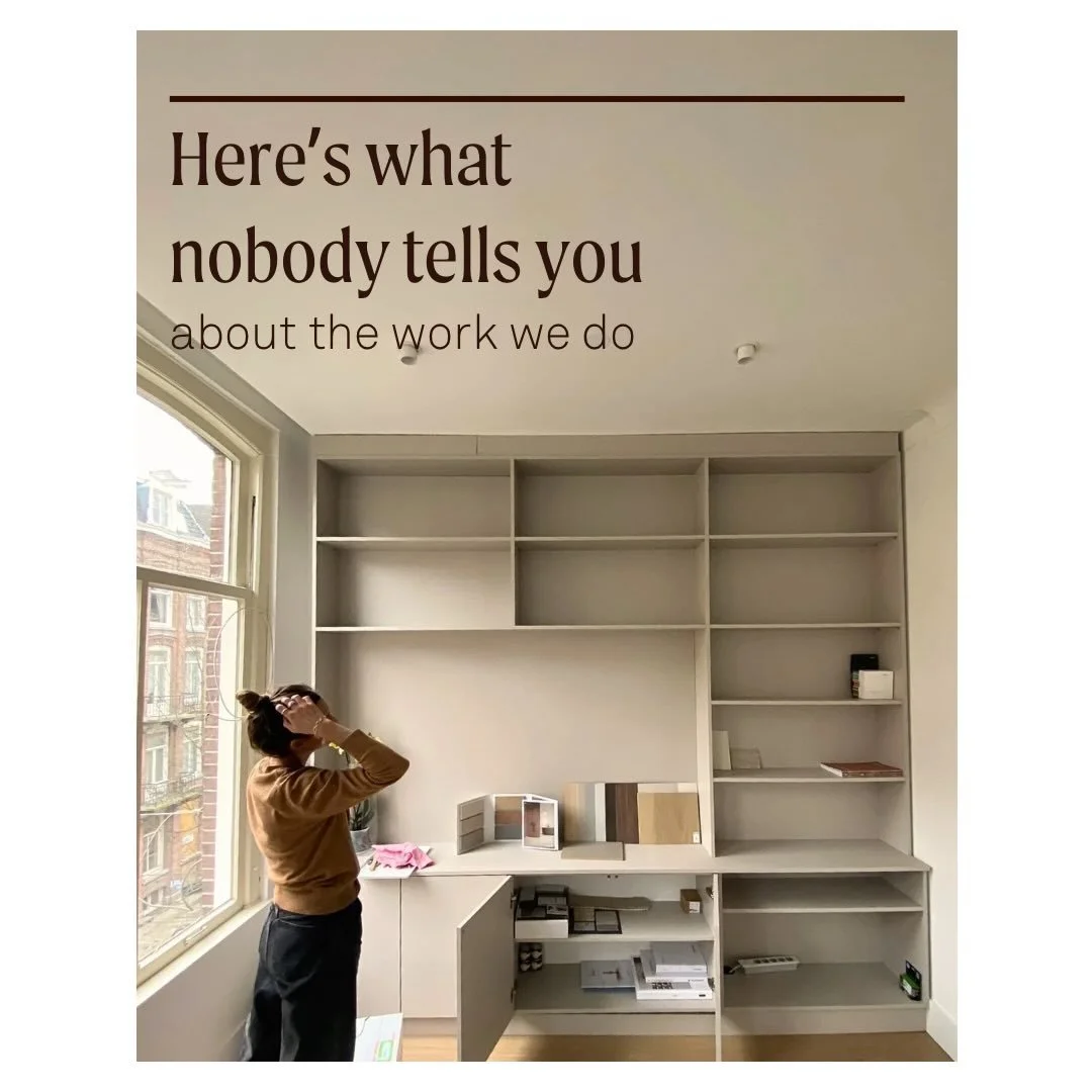 Five years of Studio P3 and some weeks still look nothing like what most people expect. 
The delays, the dust, the admin. 
It is all part of it 🖤

#interiordesign #amsterdaminteriors #renovationreality #interiorarchitecture #studiop3