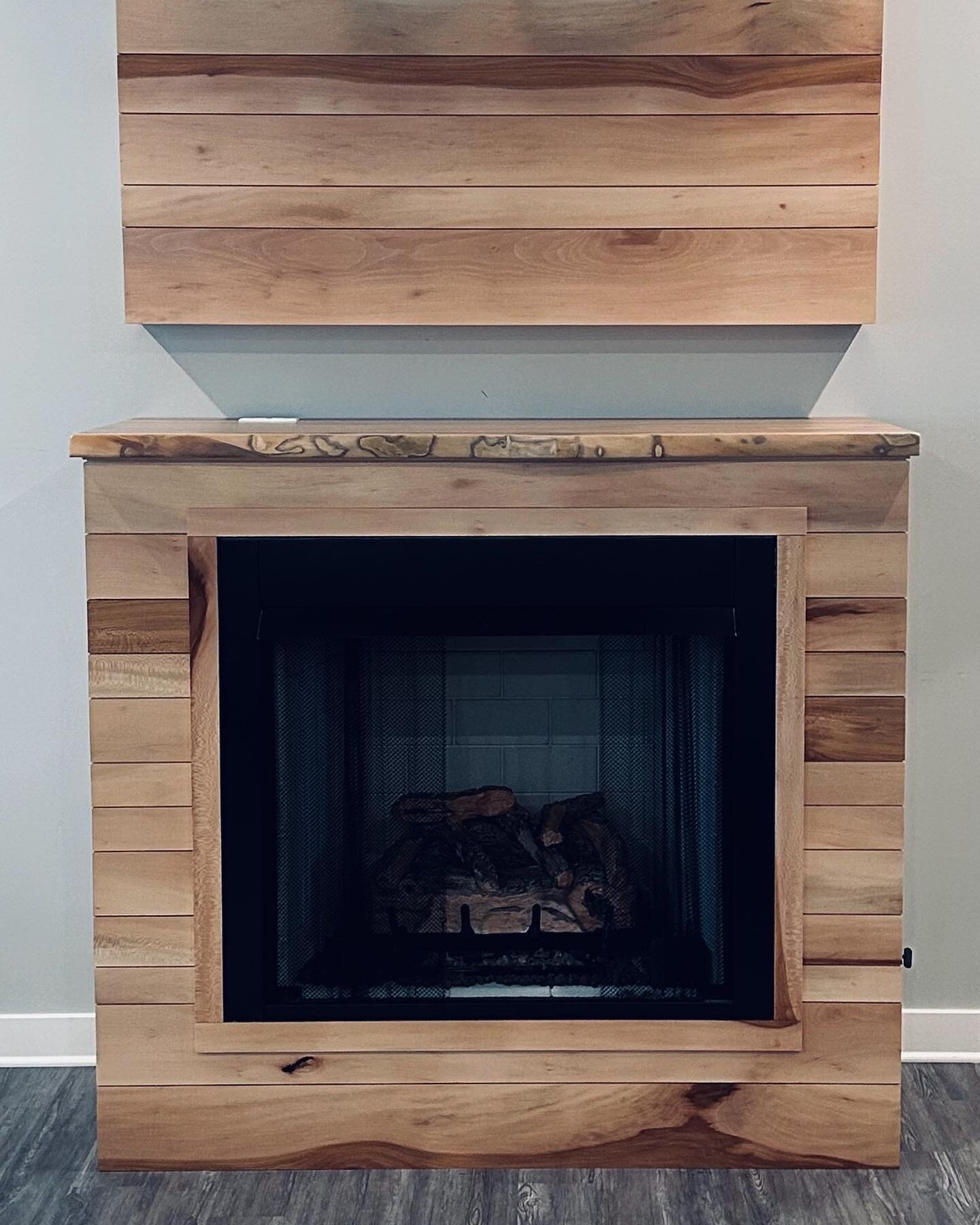 Just finished up this sycamore fireplace. 🔥