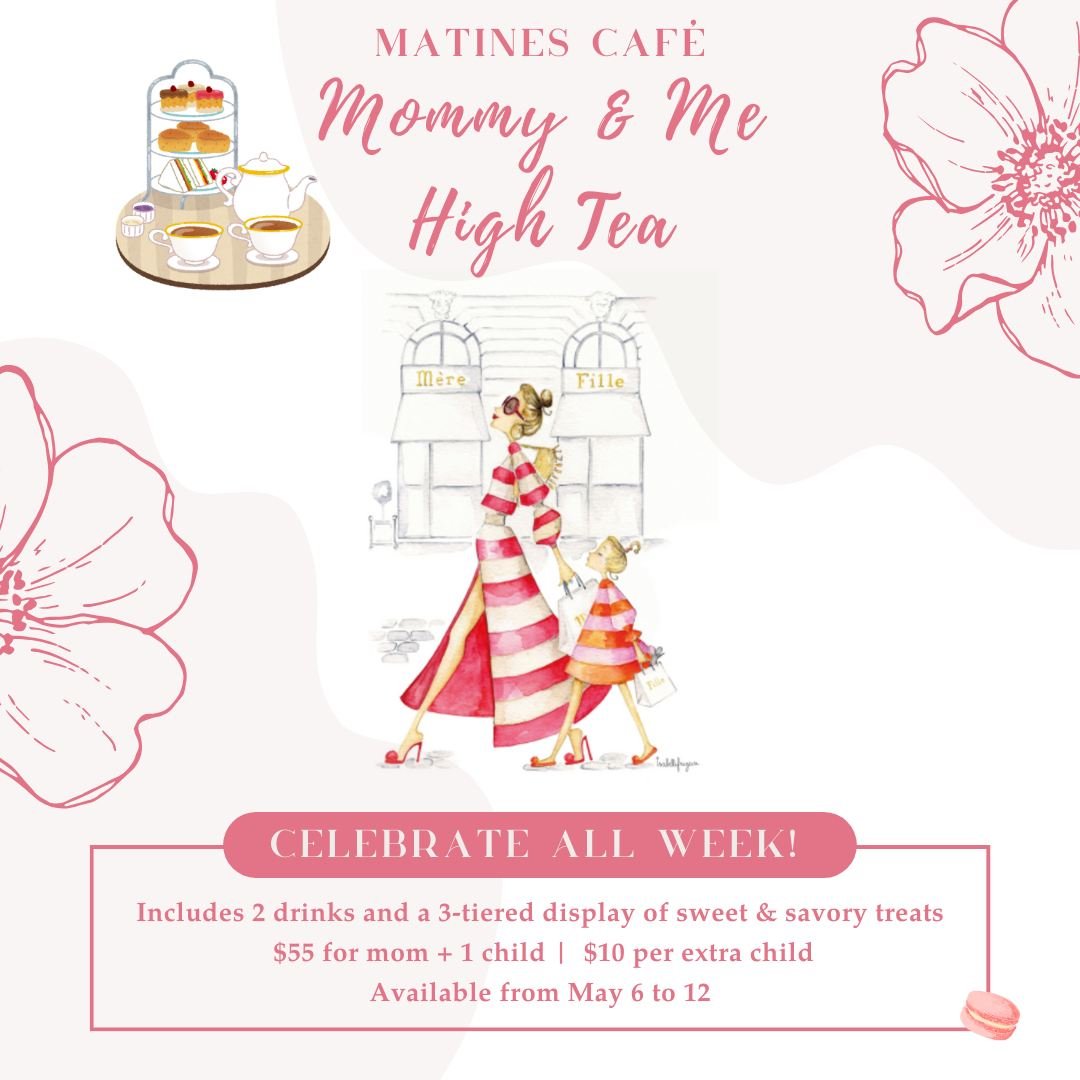 Celebrate Mom in style with our Mommy &amp; Me High Tea at Matines Caf&eacute;! 🌷✨🫖🍰 Treat her to an unforgettable experience filled with love, laughter, and delicious bites. Available from May 6 to 12, walk-ins only.

#mothersday #phillyrestauran