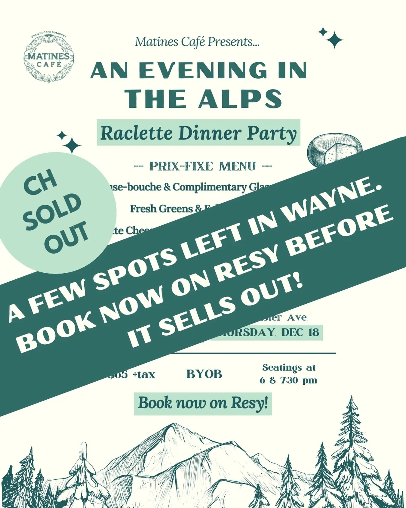 Head to our link in bio to book our Raclette Dinner Party in Wayne on Thursday, December 18 in Wayne! 🧀✨🫕