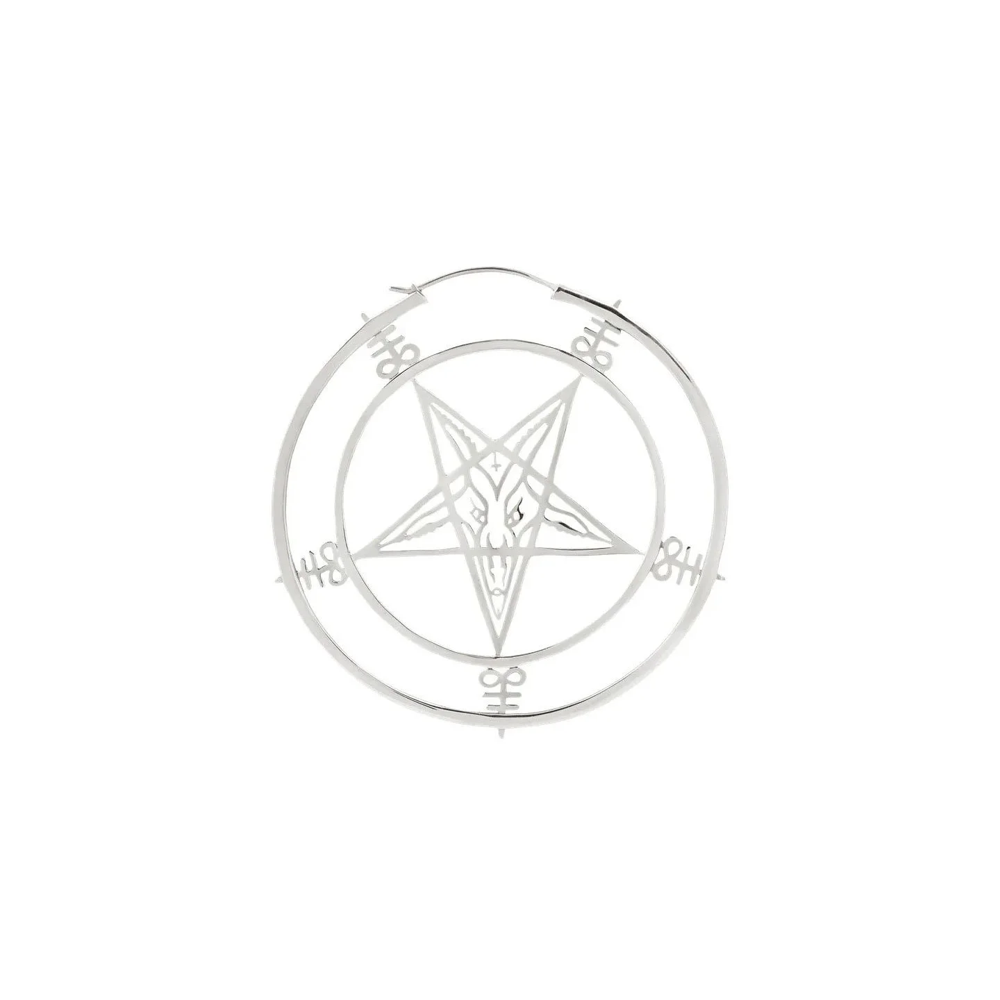 Silver LaVey Pentagram Hoops (16 Gauge)